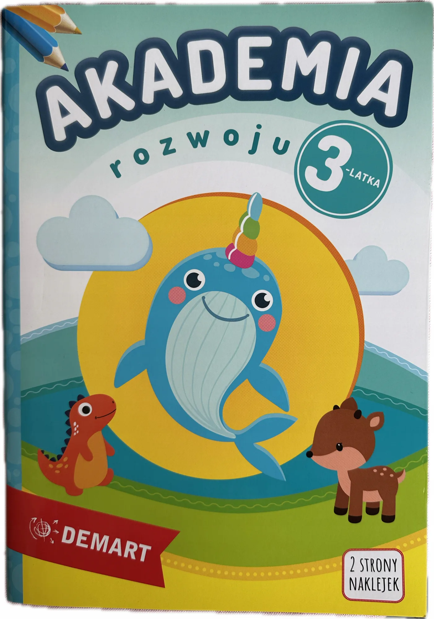 Okładka: Akademia rozwoju edukacyjna zadania z naklejkami dla przedszkolaka 3 lata