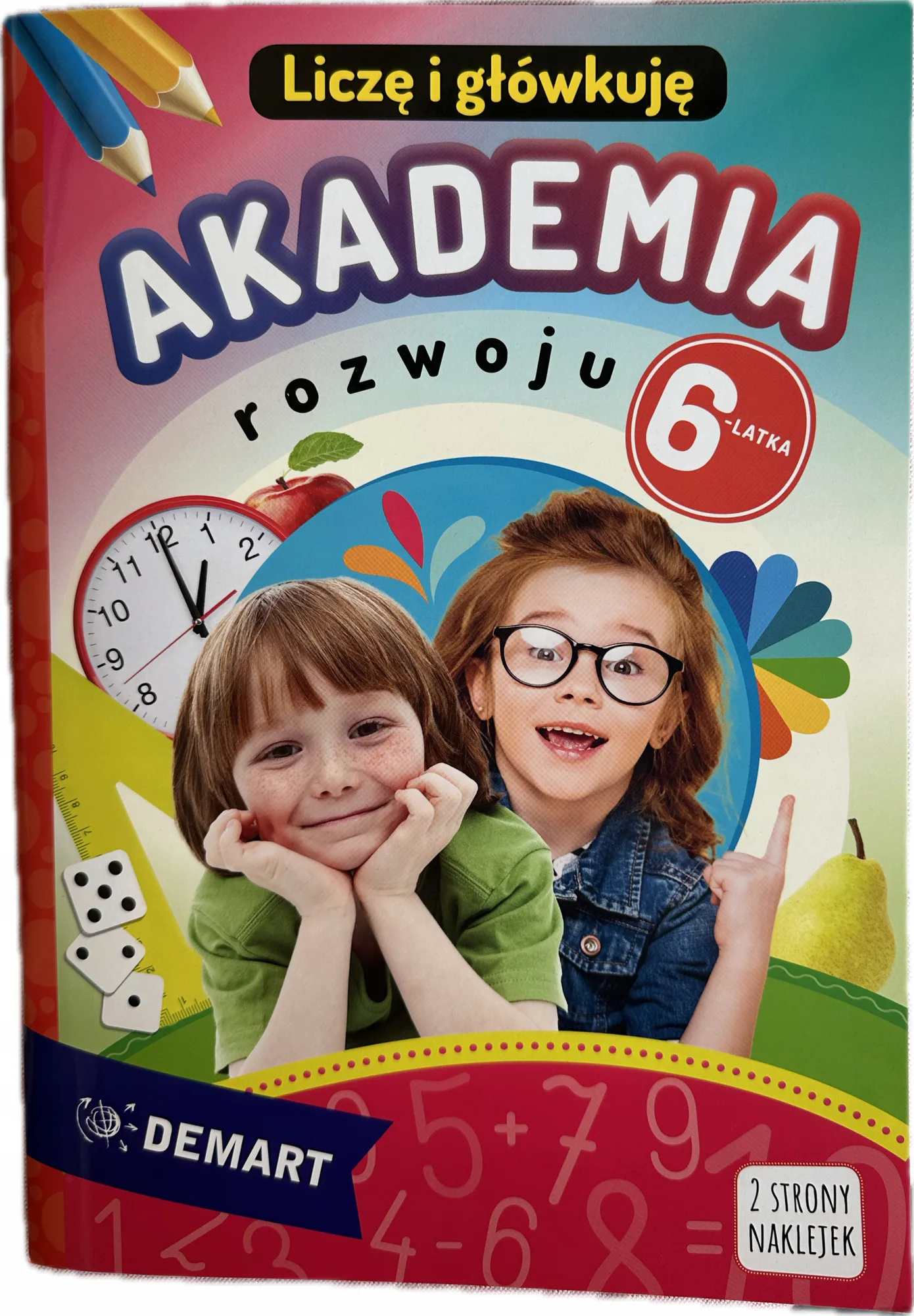 Okładka: Akademia rozwoju edukacyjna zadania z naklejkami dla przedszkolaka 6 lat