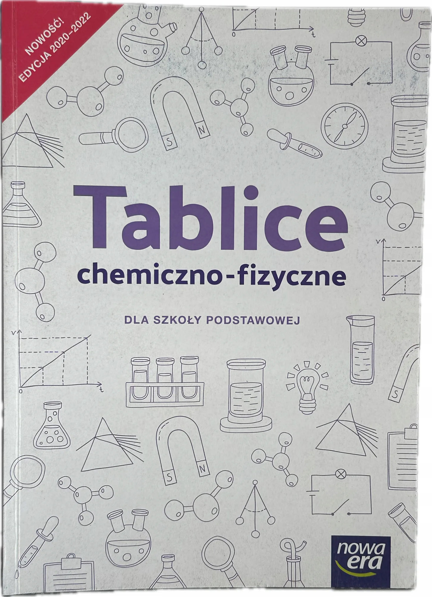 Okładka: TABLICE CHEMICZNO - FIZYCZNE ściąga bryk chemia fizyka NOWA ERA