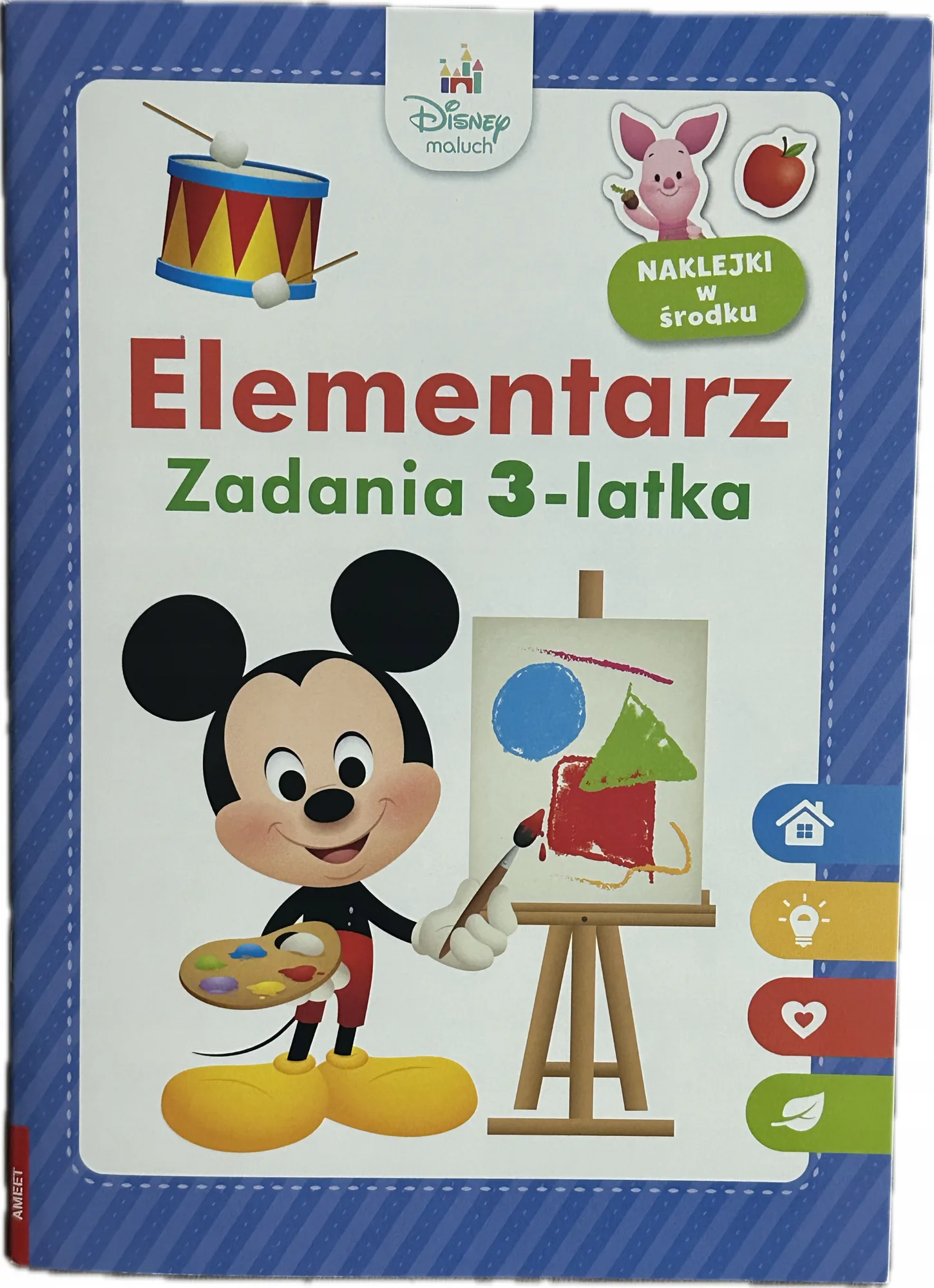 Okładka: Zadania dla 3 latka ELEMENTARZ Disney maluch karty pracy naklejki A4