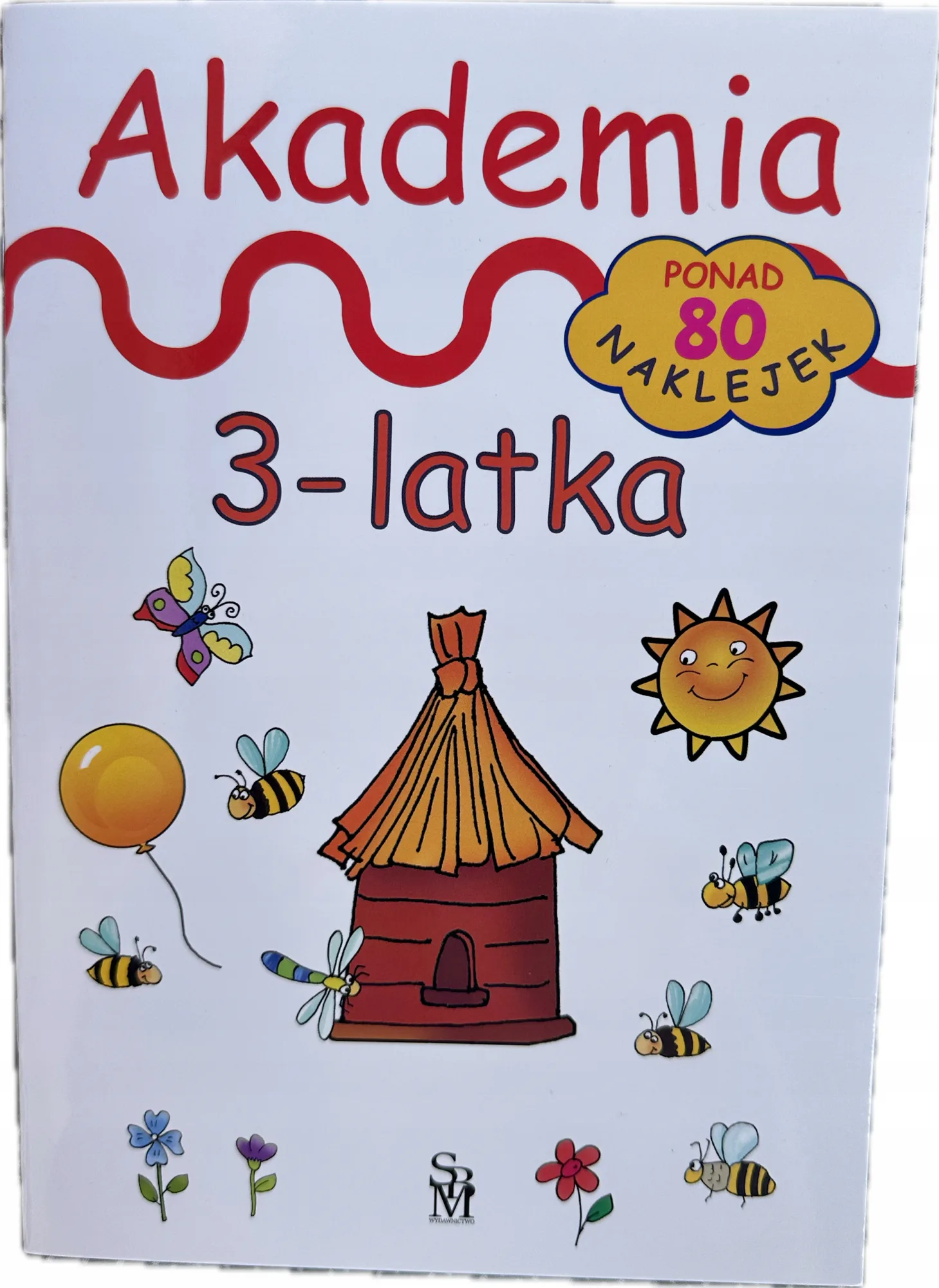 Okładka: Akademia trzylatka książeczka edukacyjna naklejki ćwiczenia 3-latka