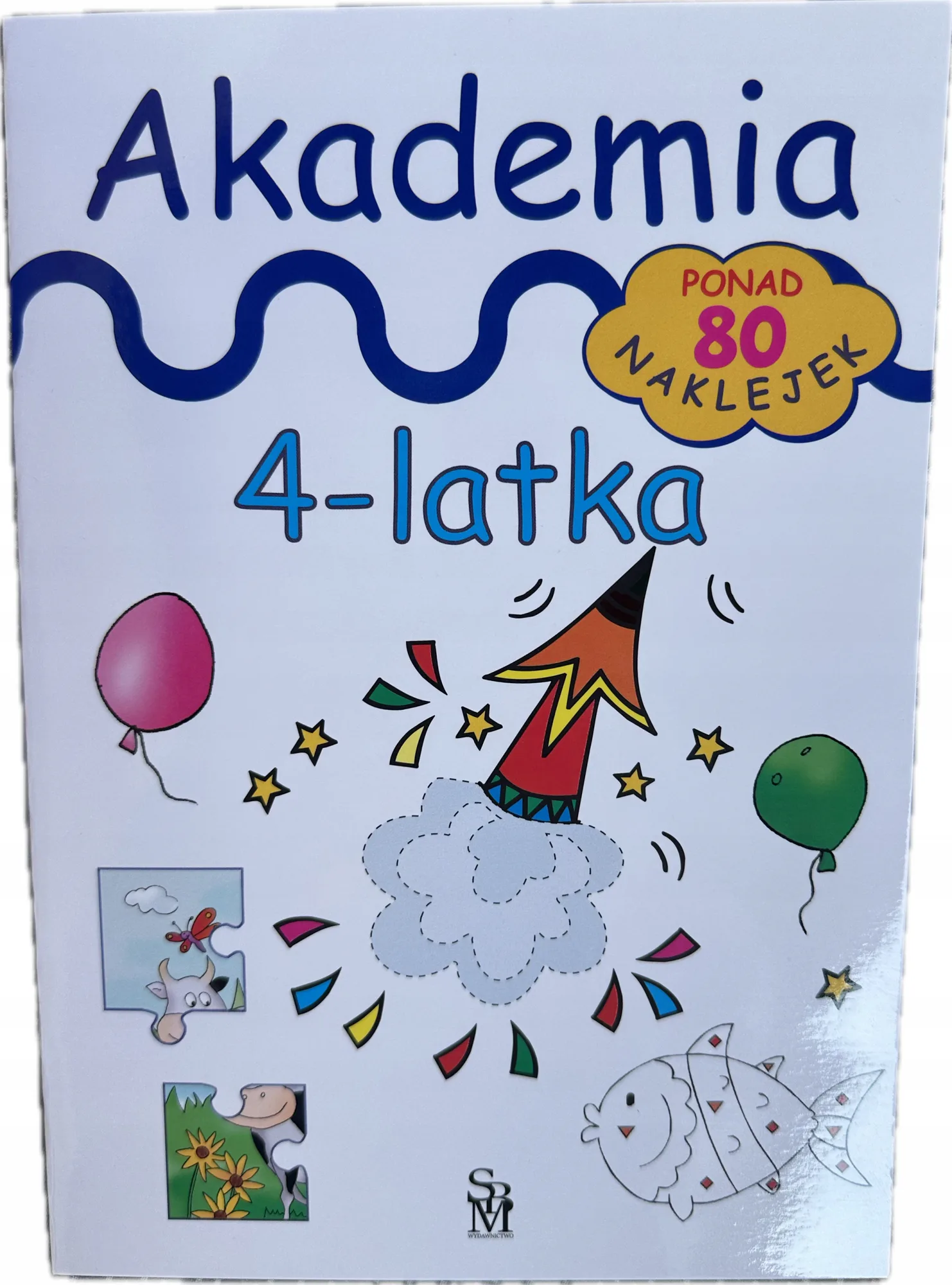 Okładka: Akademia czterolatka książeczka edukacyjna naklejki ćwiczenia 4-latka