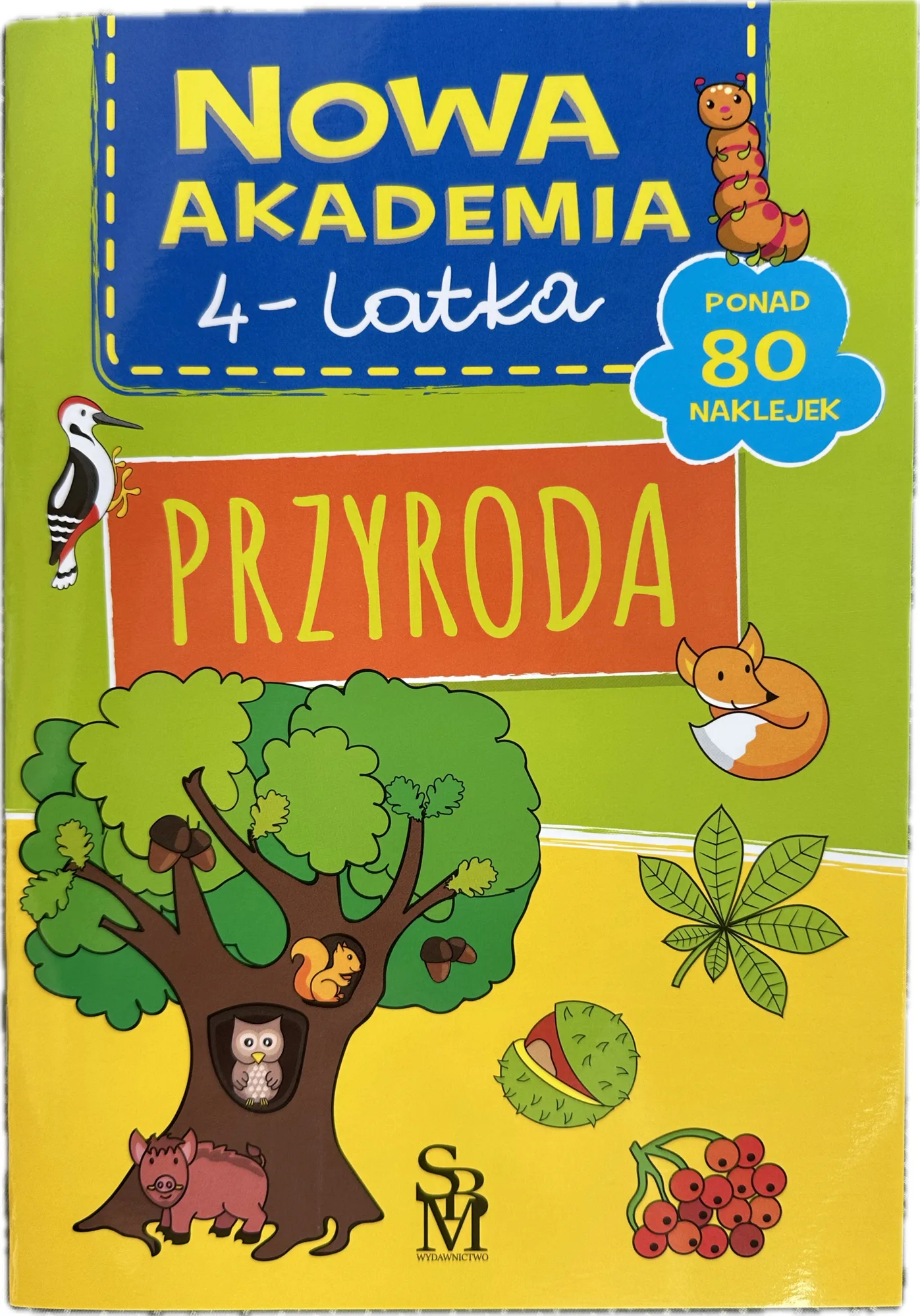 Okładka: Akademia czterolatka edukacyjna naklejki ćwiczenia 4-latka przyroda