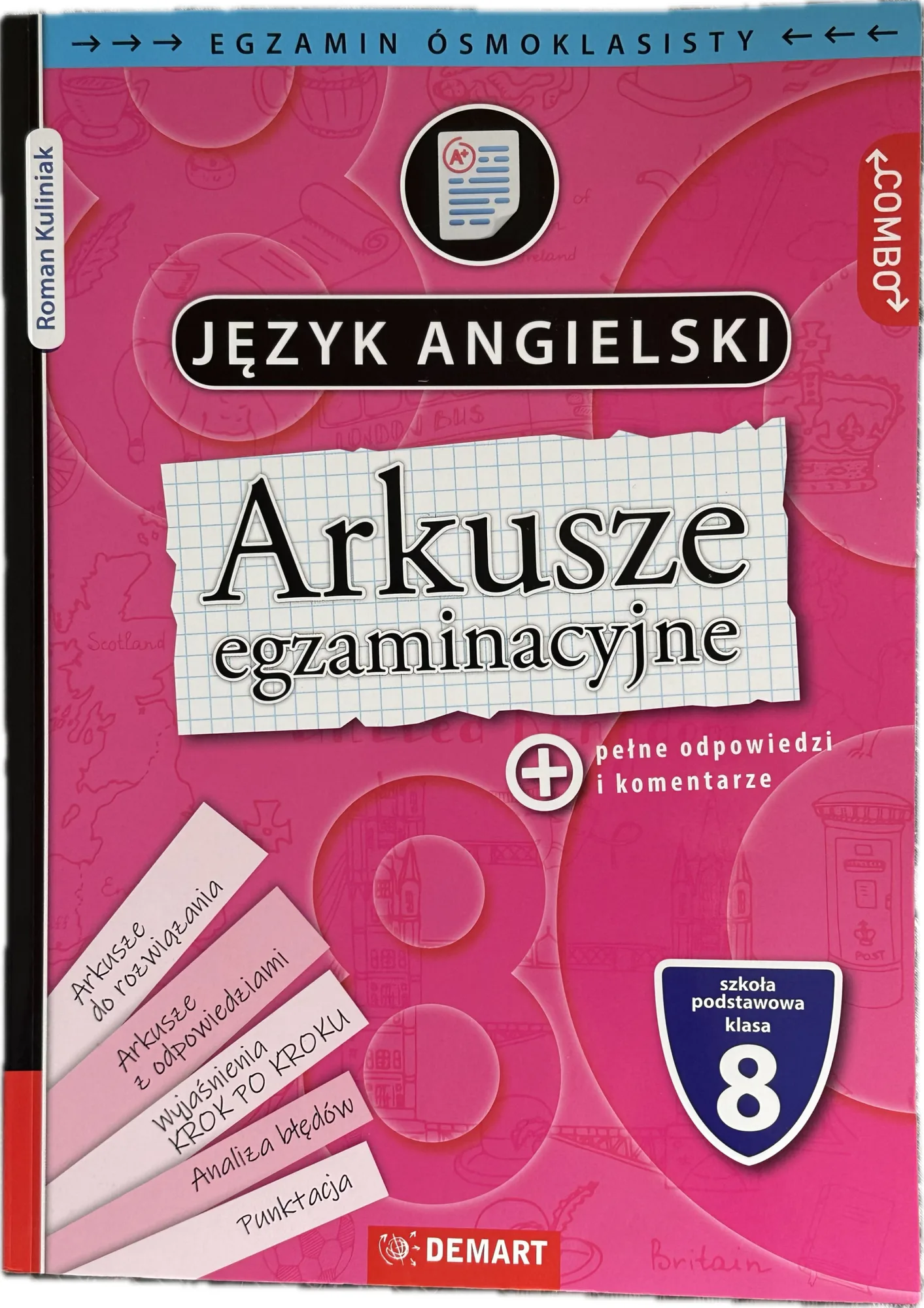 Okładka: EGZAMIN ÓSMOKLASISTY 8-klasisty Angielski arkusze klucze odpowiedzi
