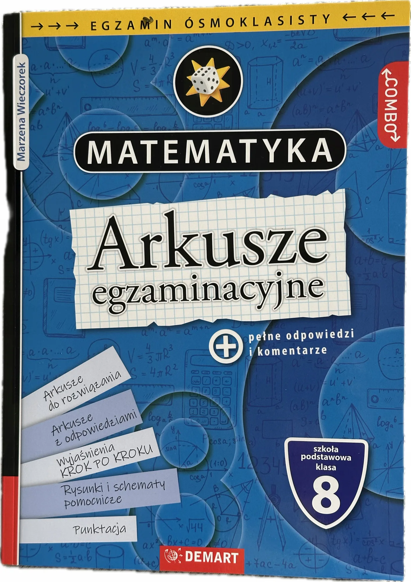 Okładka: EGZAMIN ÓSMOKLASISTY MATEMATYKA próbne arkusze rozwiązania i klucze odp