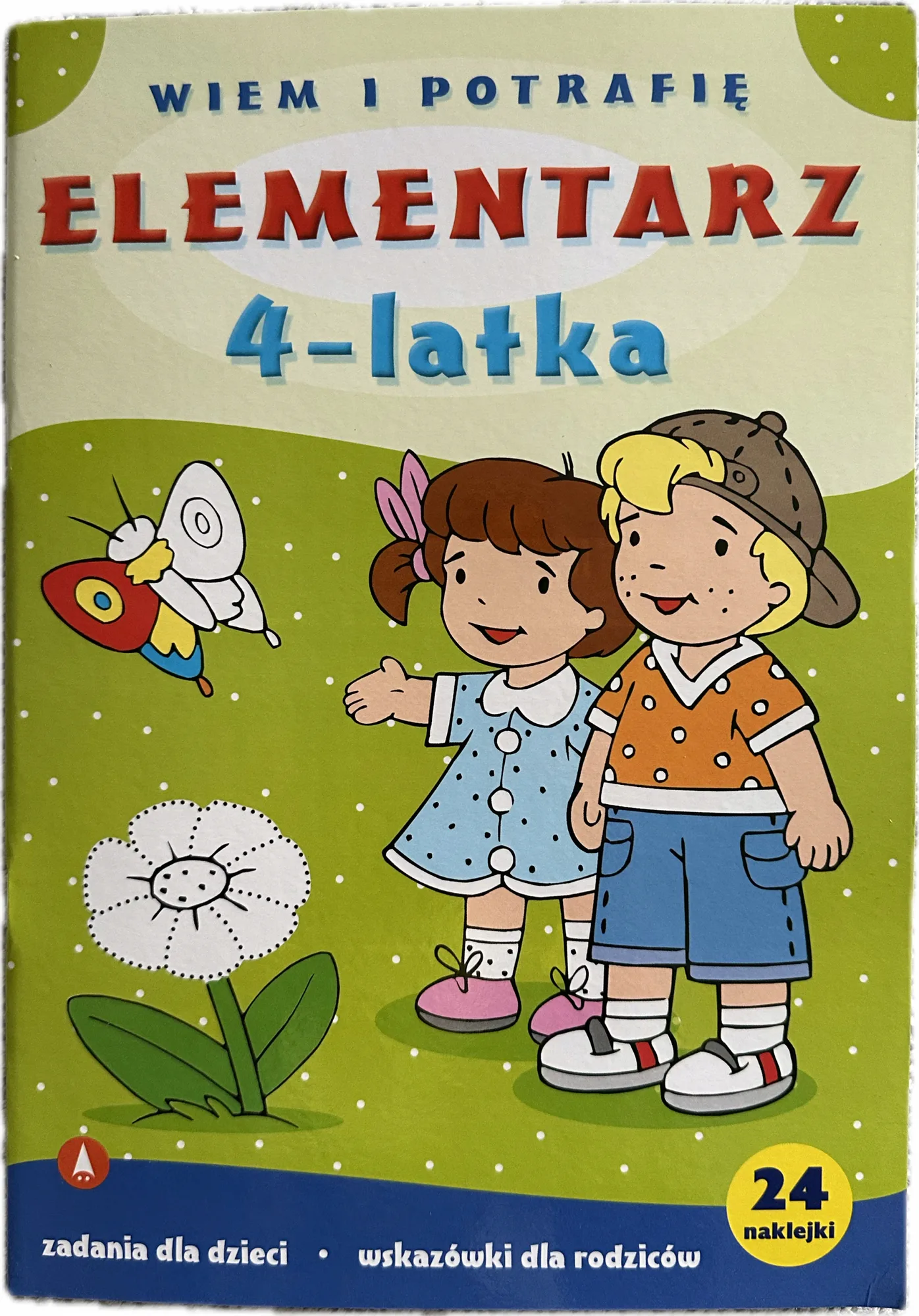 Okładka: ELEMENTARZ czterolatka dla dzieci 4 lata naklejki kolorowanki proste zadani