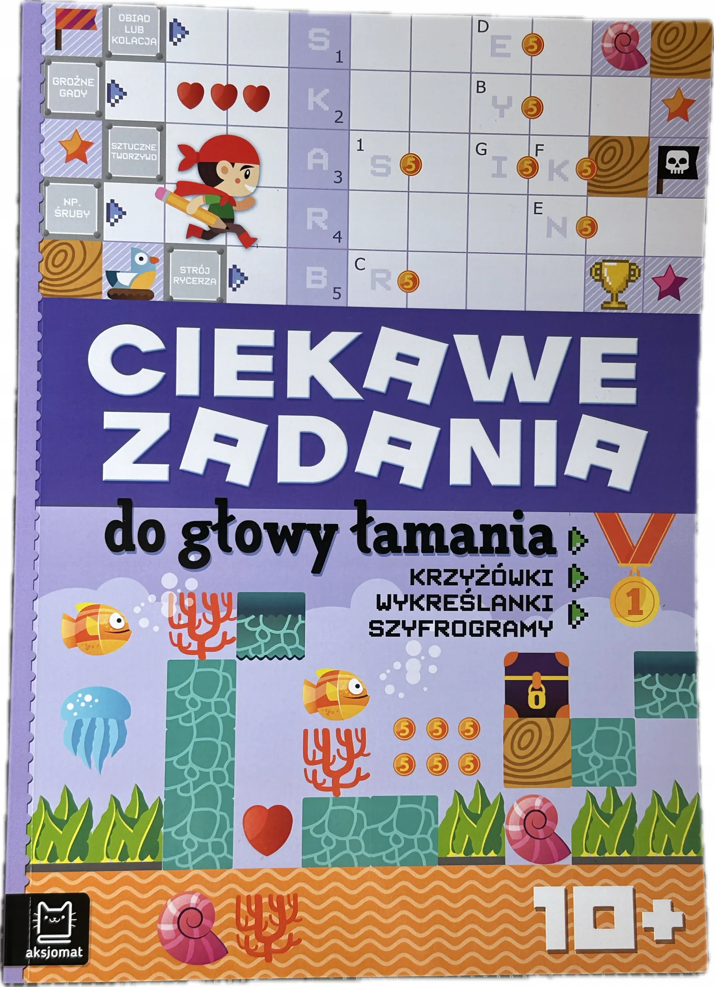 Okładka: Krzyżówki szyfrogramy wykreślanki zadania do głowy łamania logiczne 10+ 12