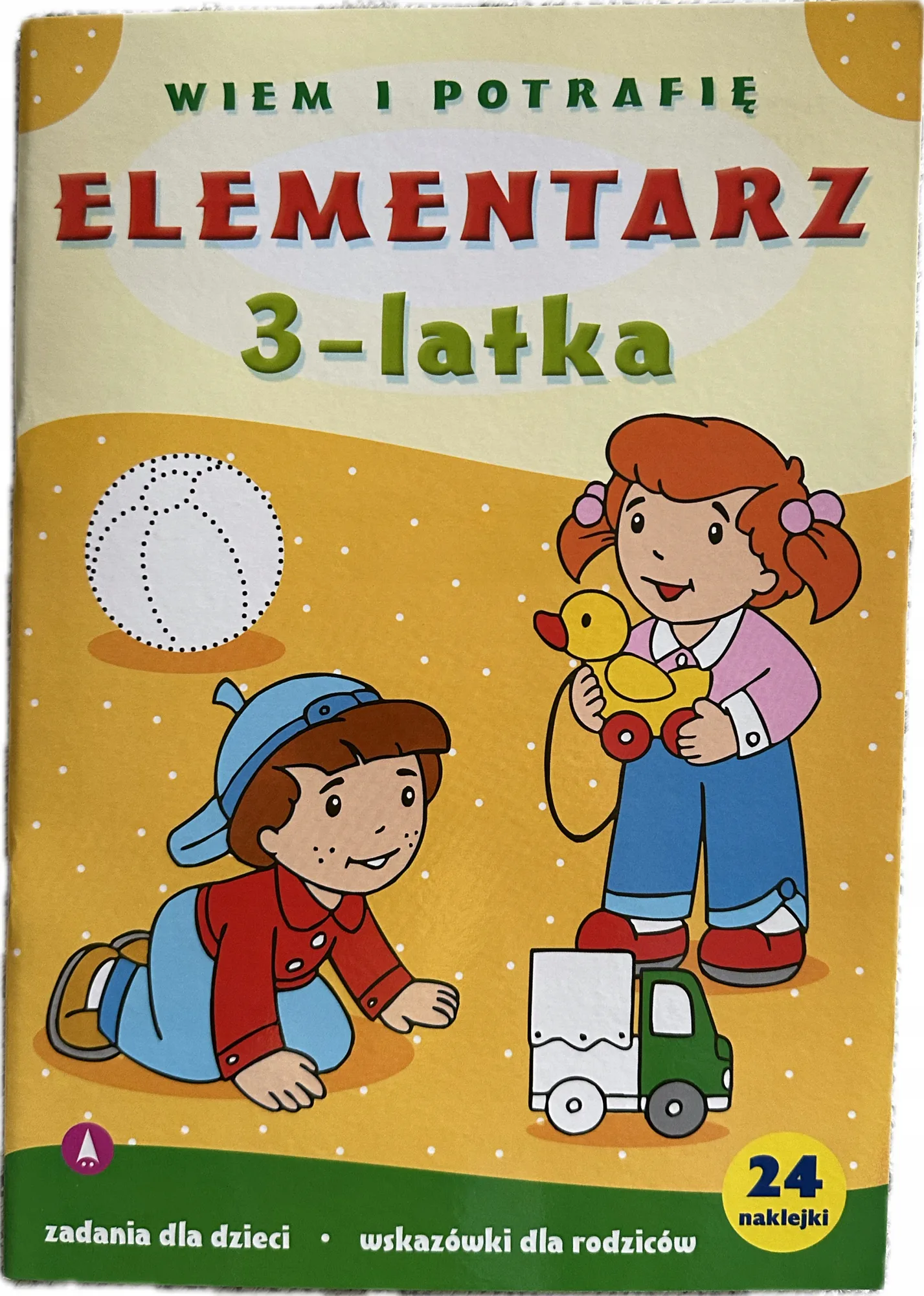Okładka: ELEMENTARZ trzylatka dla dzieci 3 lata naklejki kolorowanki proste zadania