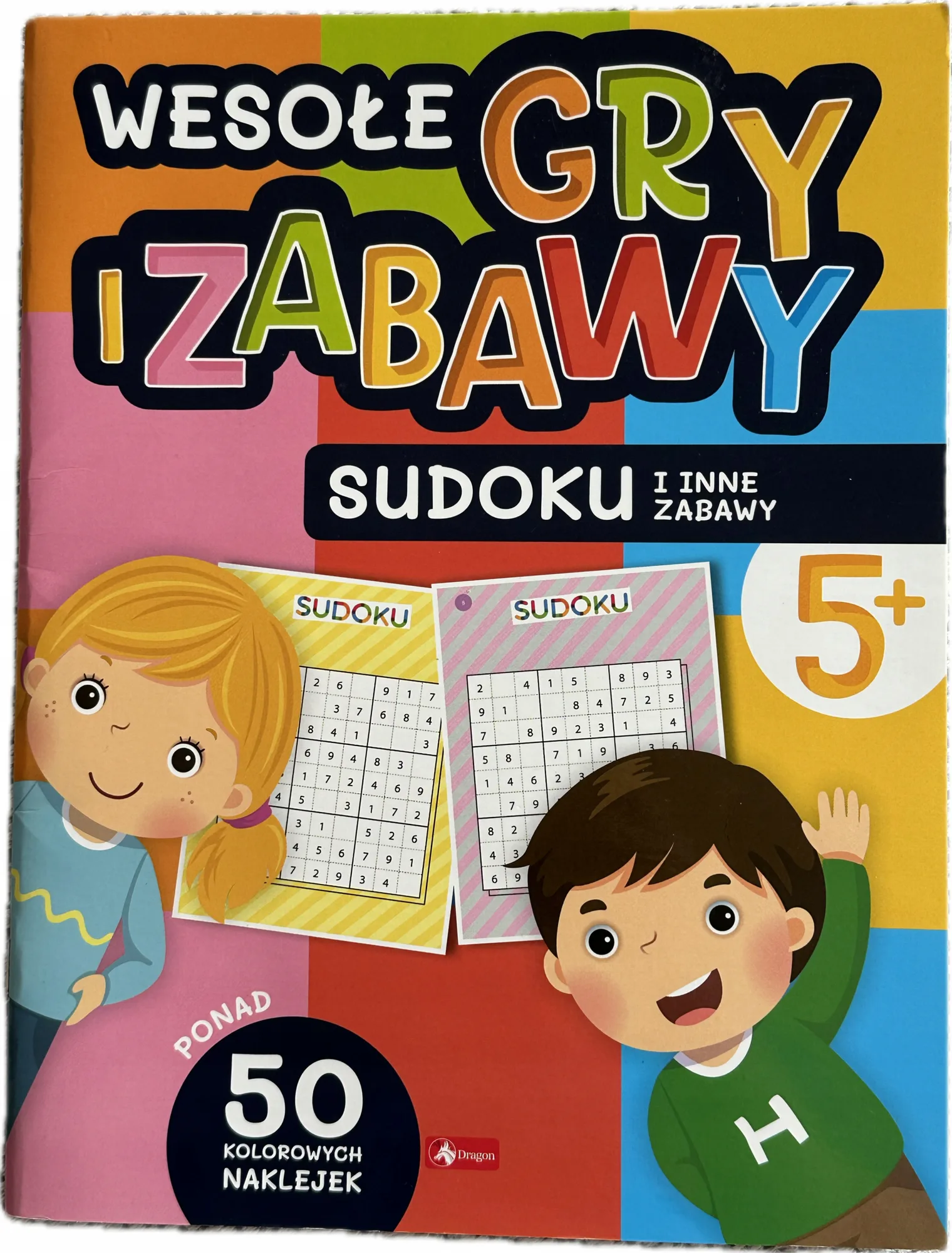 Okładka: Sudoku dla dzieci łamigłówki z naklejkami 5+ wesołe gry i zabawy 5 6 7 lat