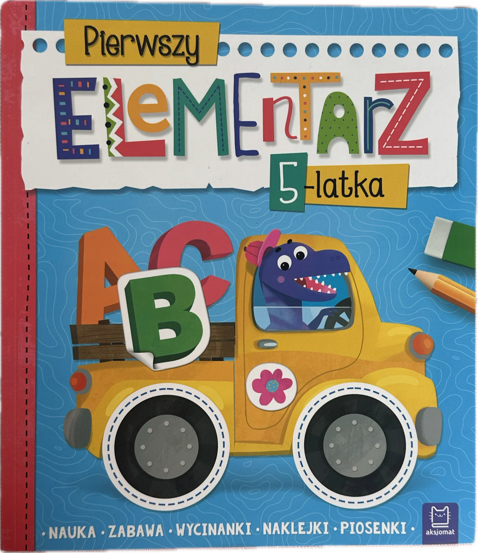 Okładka: Elementarz 5-latka ćwiczenia zadania wycinanki naklejki rysowanie po śladzi