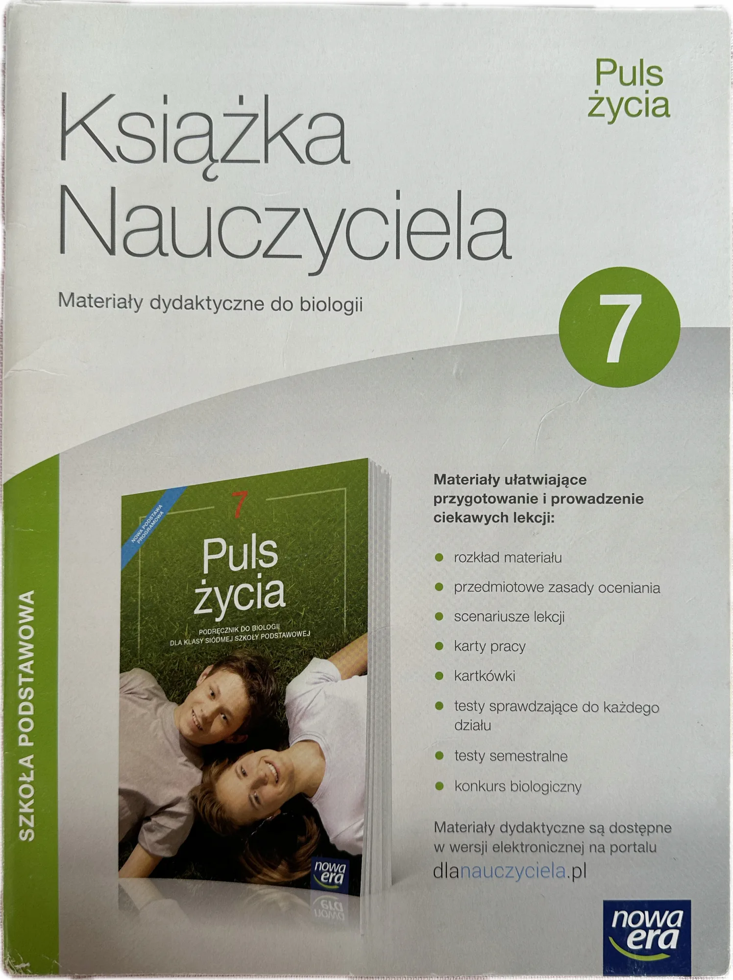 Okładka: PULS ŻYCIA klasa 7 KSIĄŻKA NAUCZYCIELA sprawdziany TESTY NOWA ERA