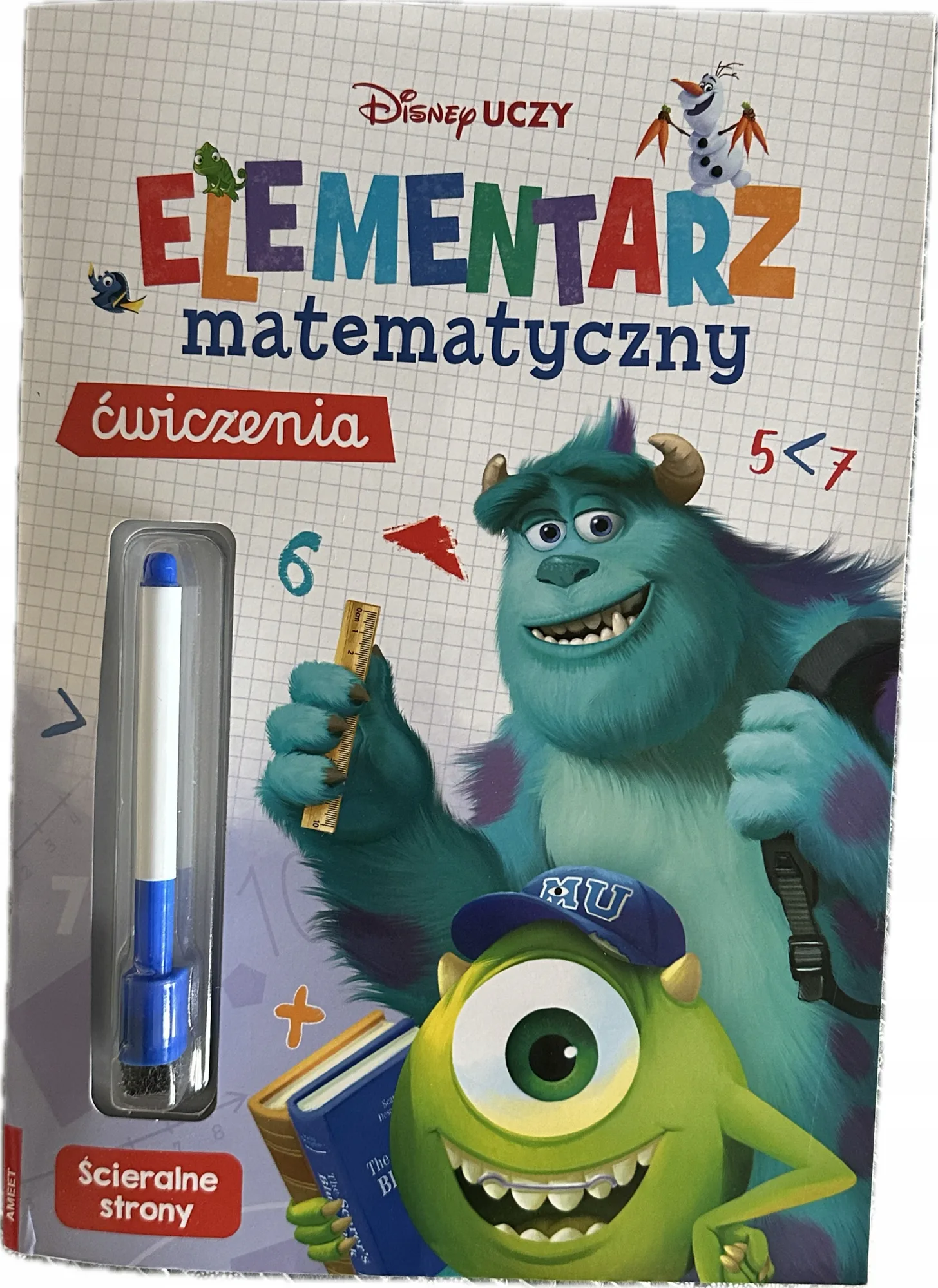 Okładka: ELEMENTARZ matematyczny Disney uczy ścieralny pisak ćwiczenia 5 6 lat