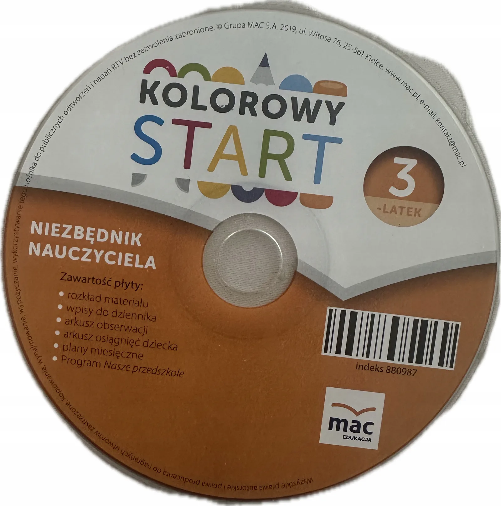 Okładka: Kolorowy start niezbędnik nauczyciela dla 3 latka