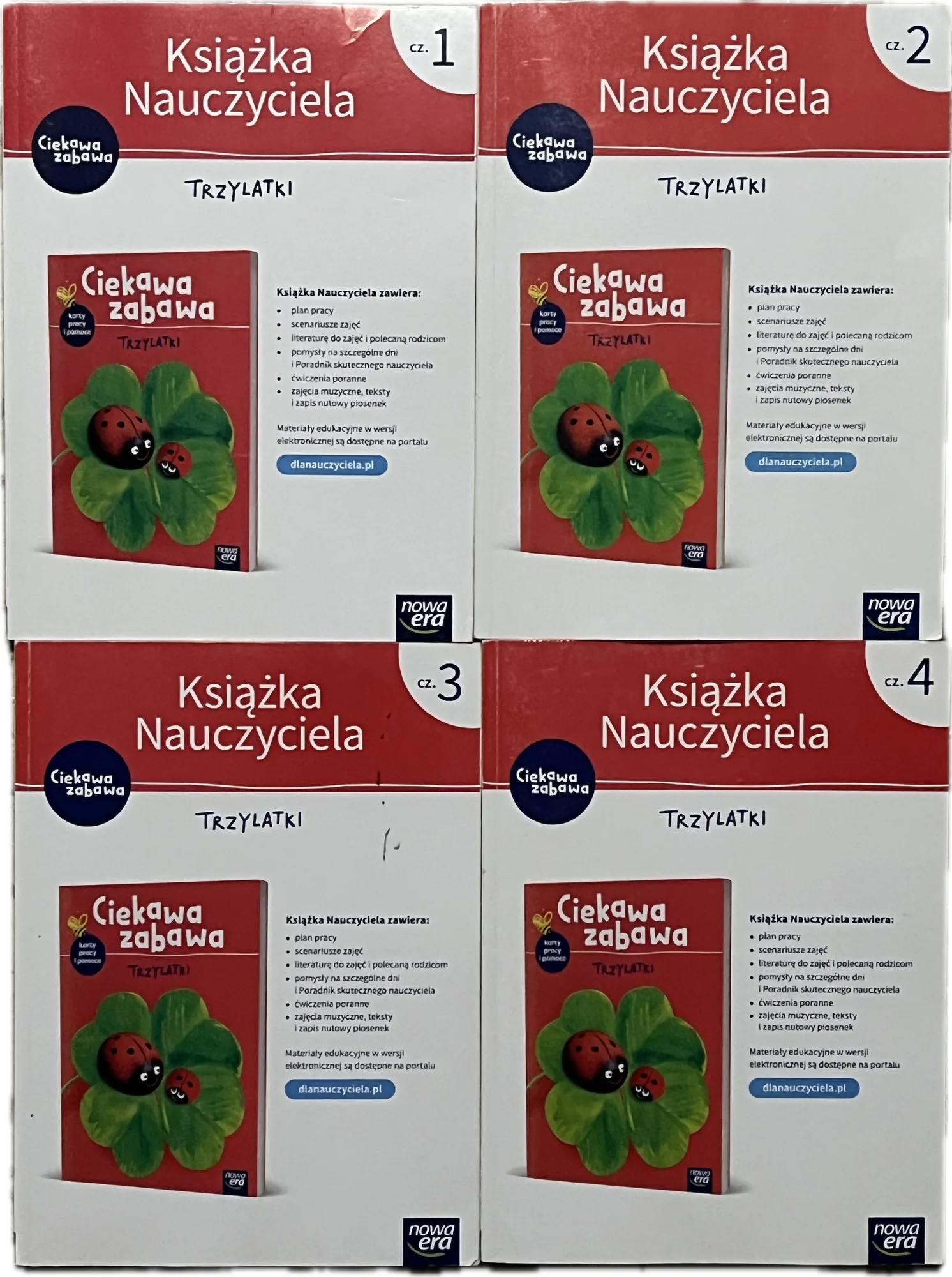 Okładka: Trzylatki książka nauczyciela ciekawa zabawa 4 sztuki komplet NOWA ERA