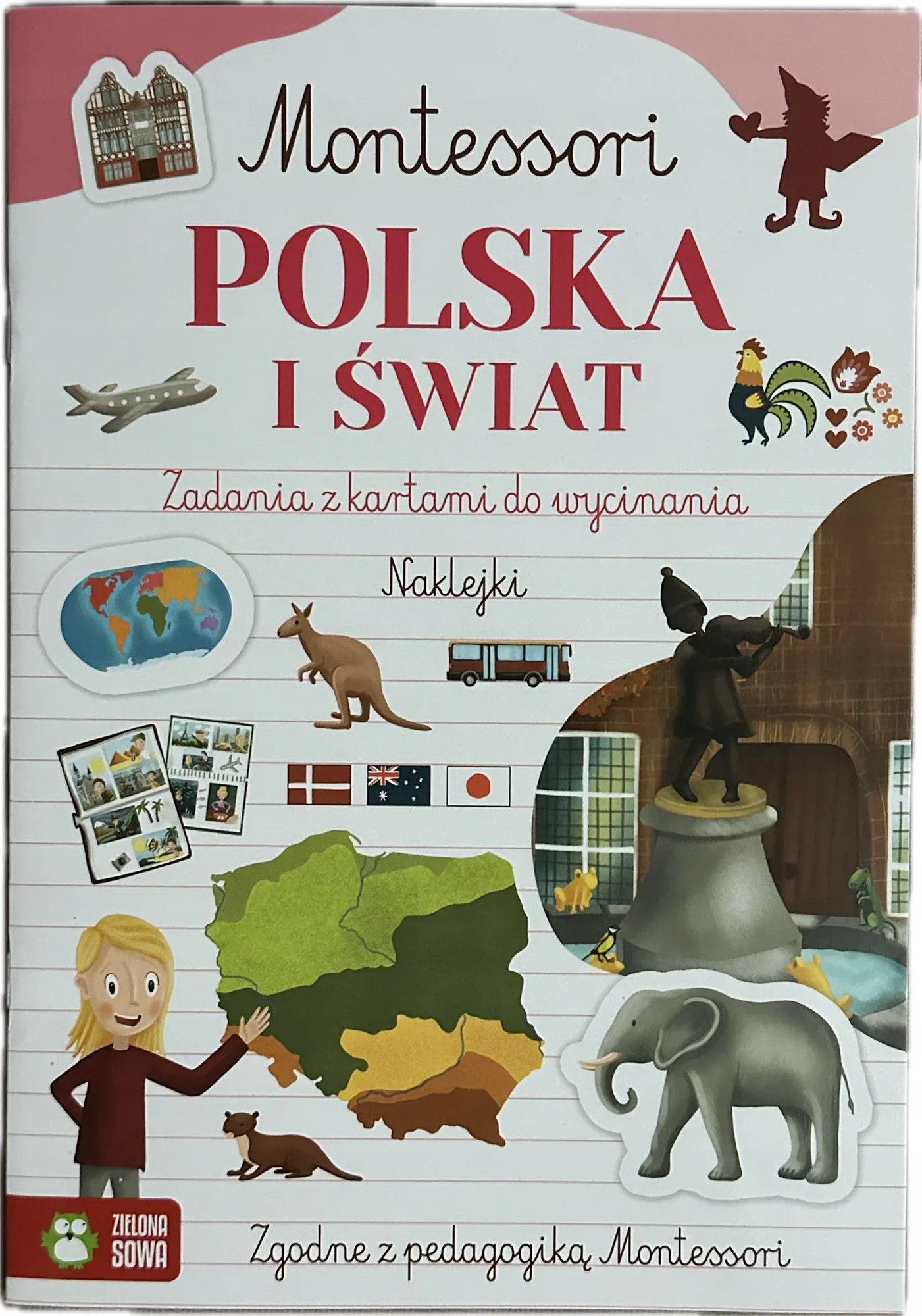 Okładka: Montessori Polska i świat karty pracy do wycinania ćwiczenia naklejki A4