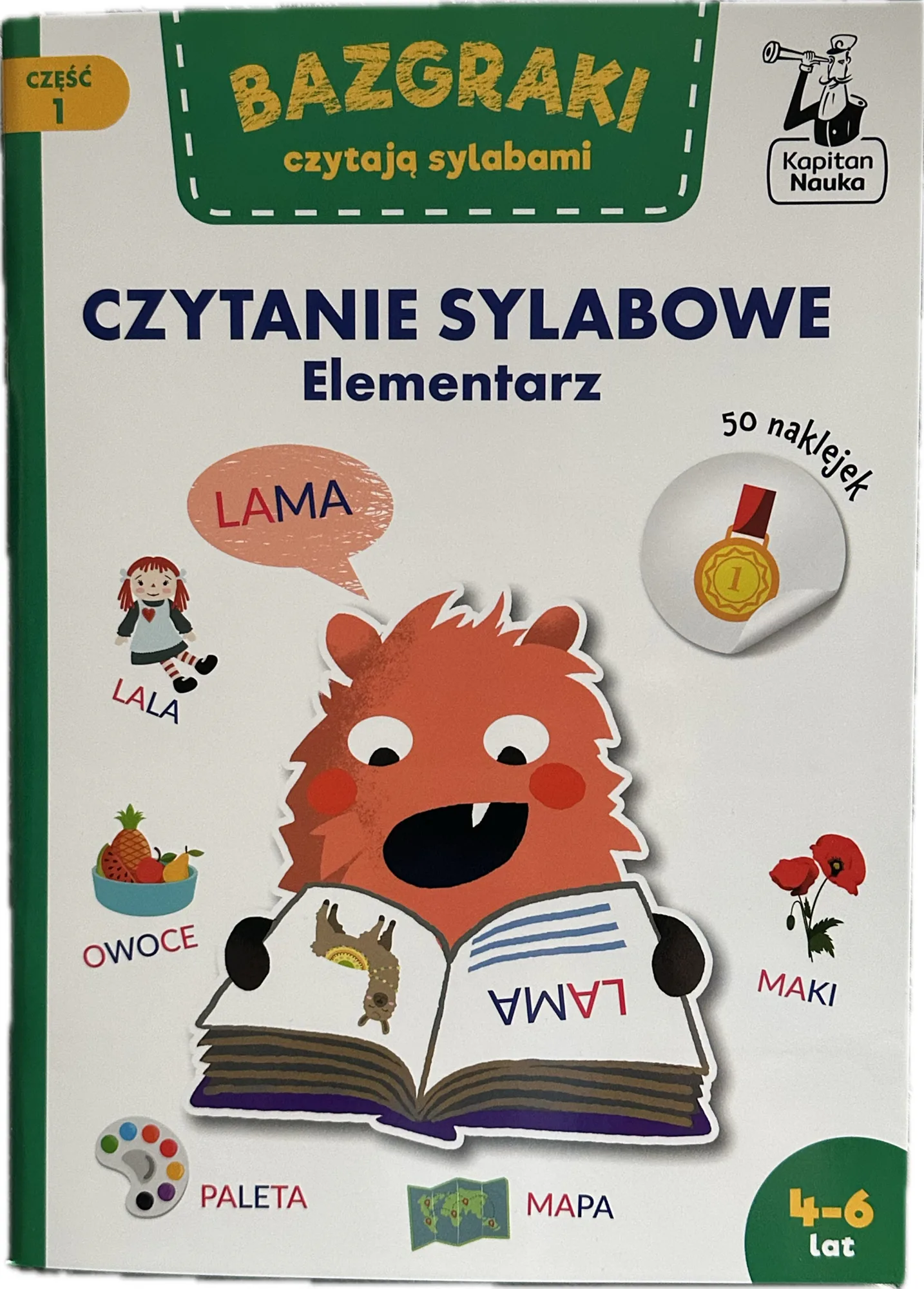 Okładka: Nauka czytania sylabami elementarz sylabowy BAZGRAKI czytanki DUŻE litery
