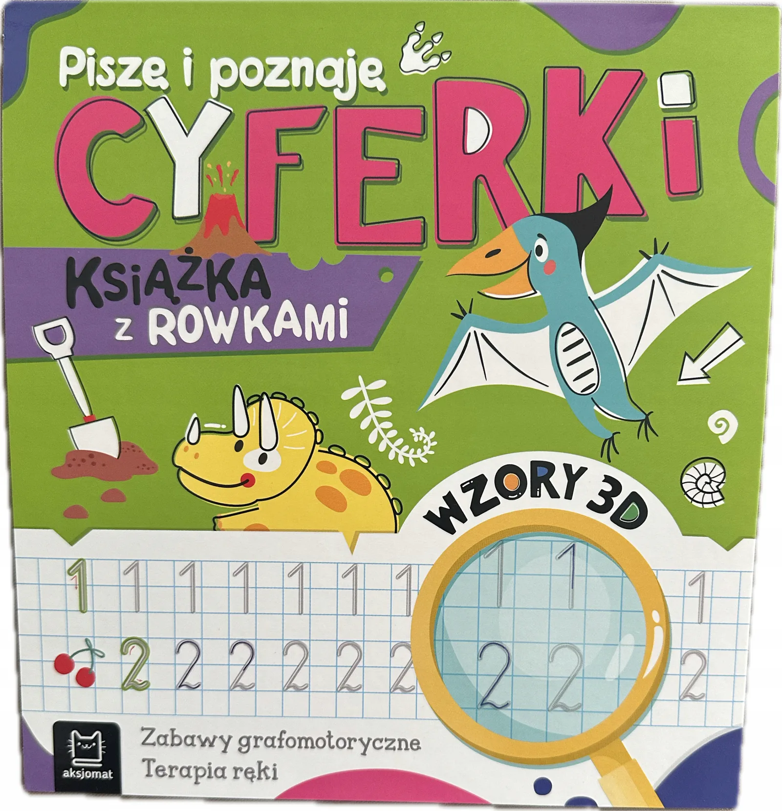 Okładka: Nauka pisania rowki wgłębienia cyferki książka z rowkami pisanie po śladzie
