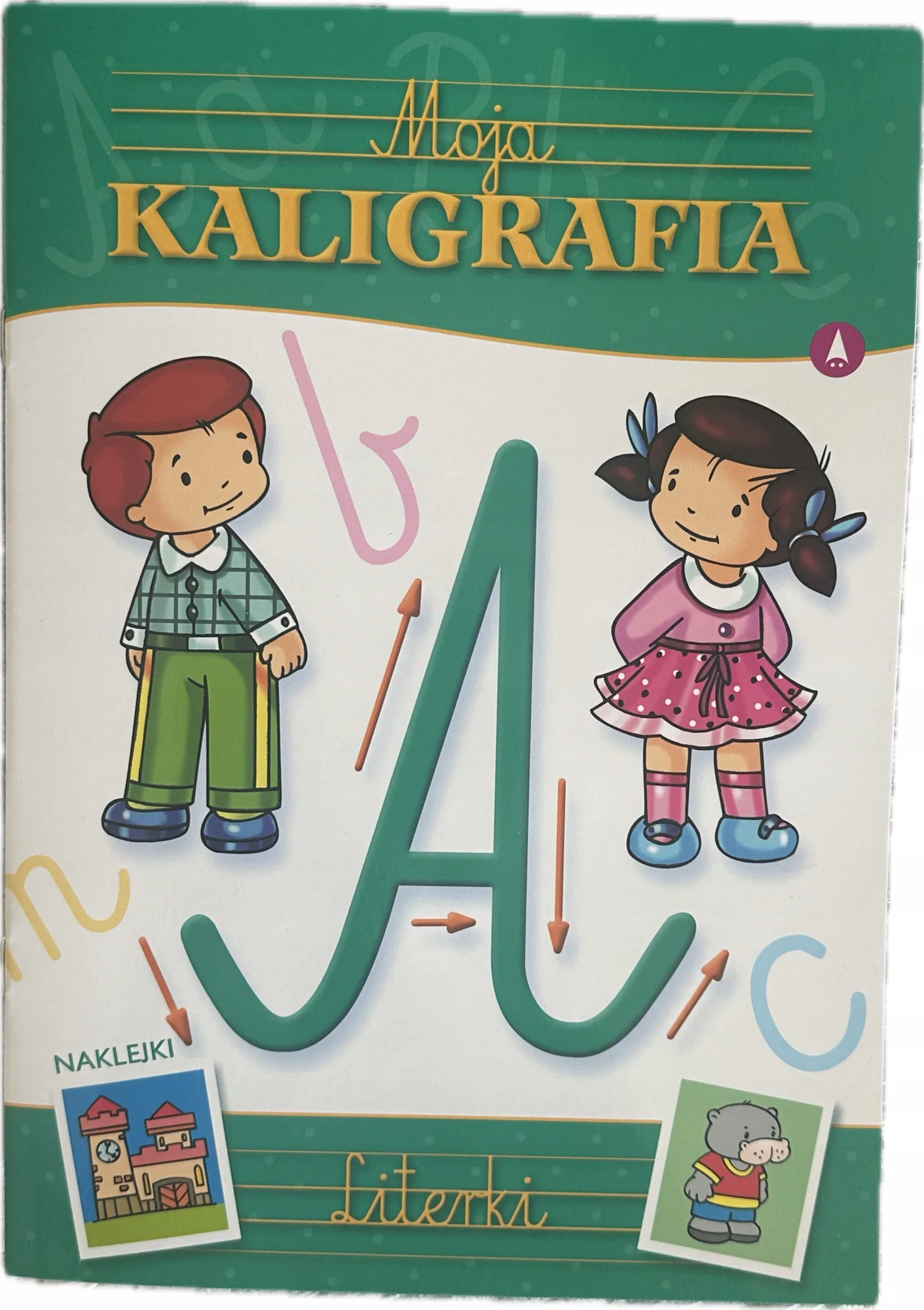 Okładka: Nauka KALIGRAFII pisania kaligrafia zerówka klasa 1 A4 grafomotoryka literk