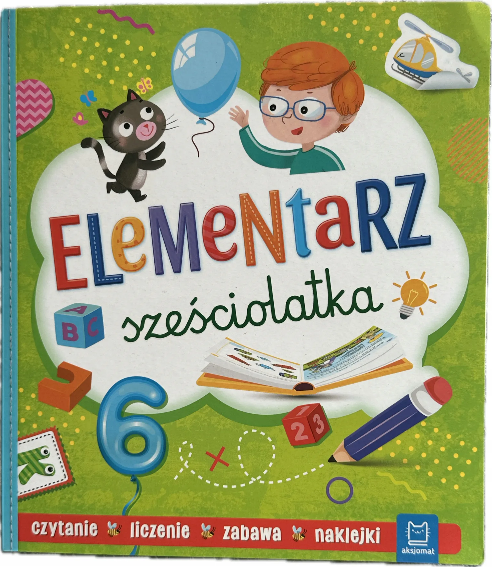 Okładka: Elementarz 6-latka 6 lat sześciolatka czytanie liczenie ćwiczenia naklejki