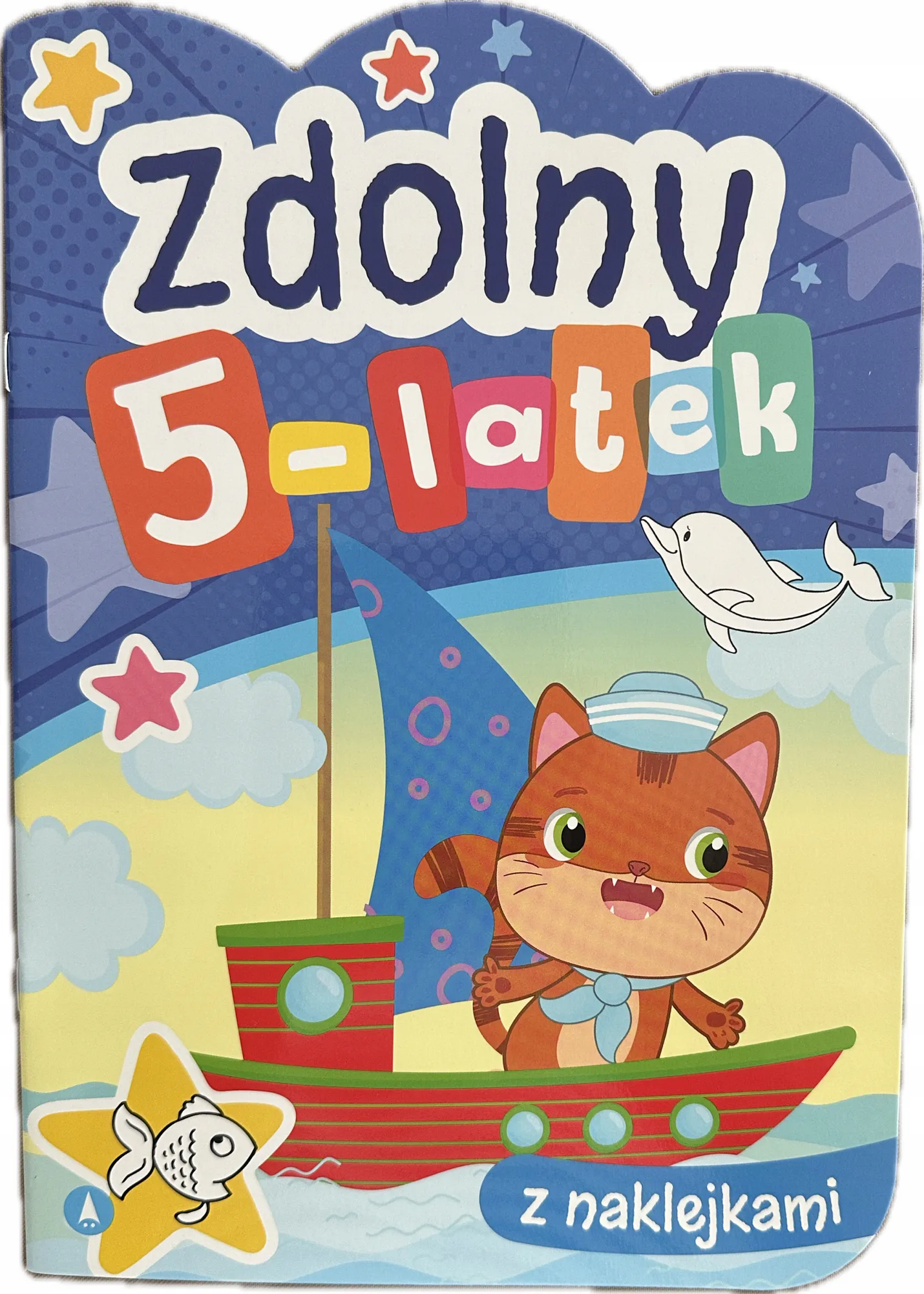 Okładka: Książeczka edukacyjna z naklejkami 5 - latek ćwiczenia rozwój manualny