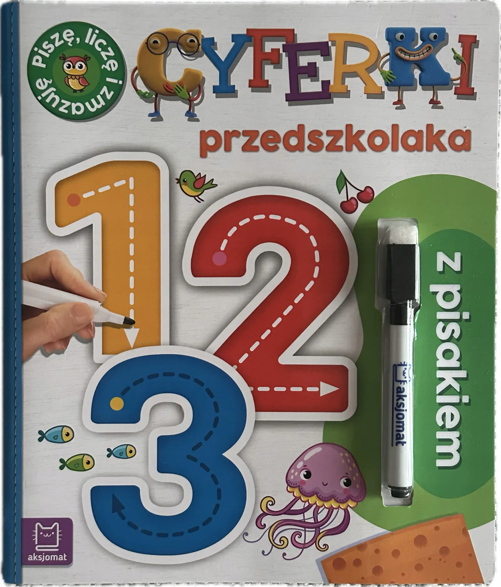 Okładka: Cyferki z pisakiem książka wielokrotnego użytku ścieralny pisak NAUKA PISAN