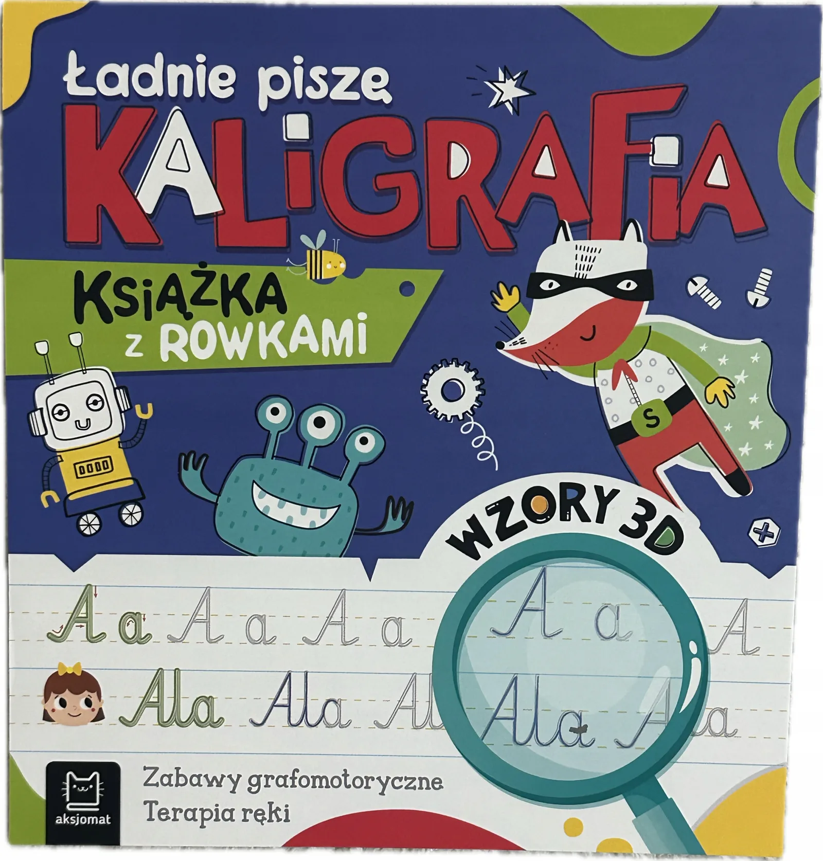 Okładka: Kaligrafia rowki wgłębienia literki książka z rowkami pisanie po śladzie