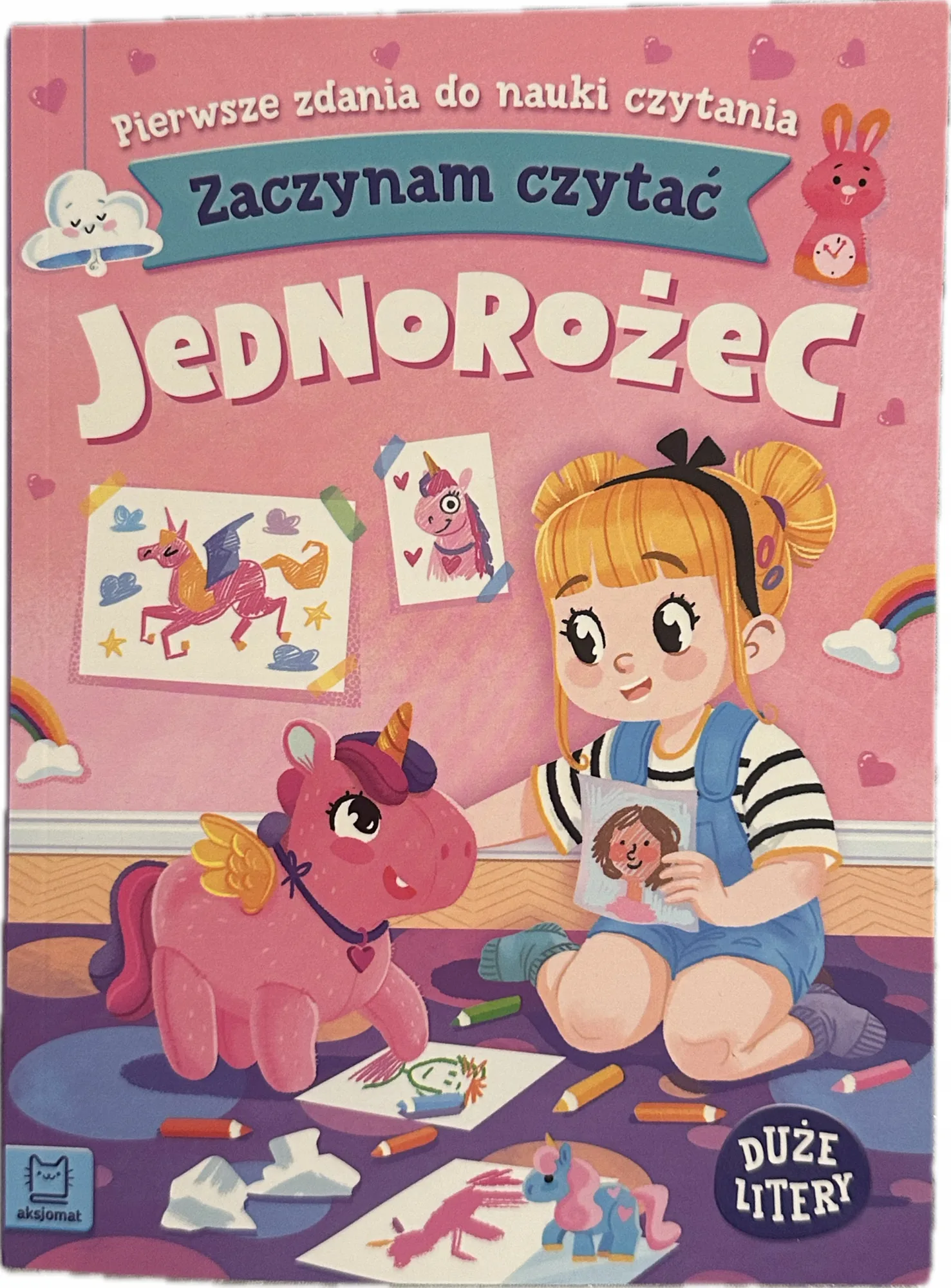 Okładka: Zaczynam czytać Nauka czytania duże litery 6 7 lat Jednorożec