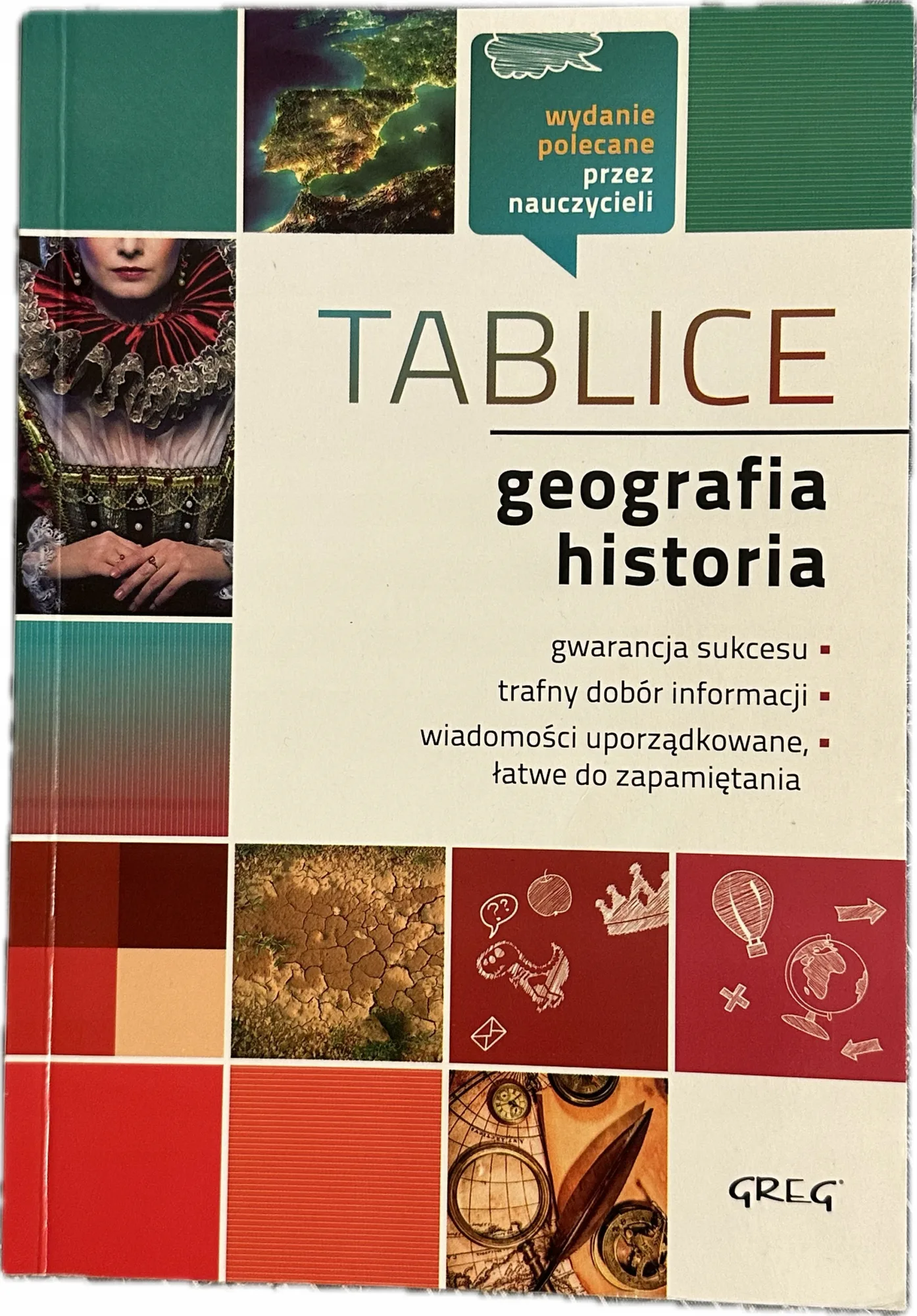 Okładka: TABLICE geograficzne HISTORYCZNE GREG ściąga bryk geografia historia