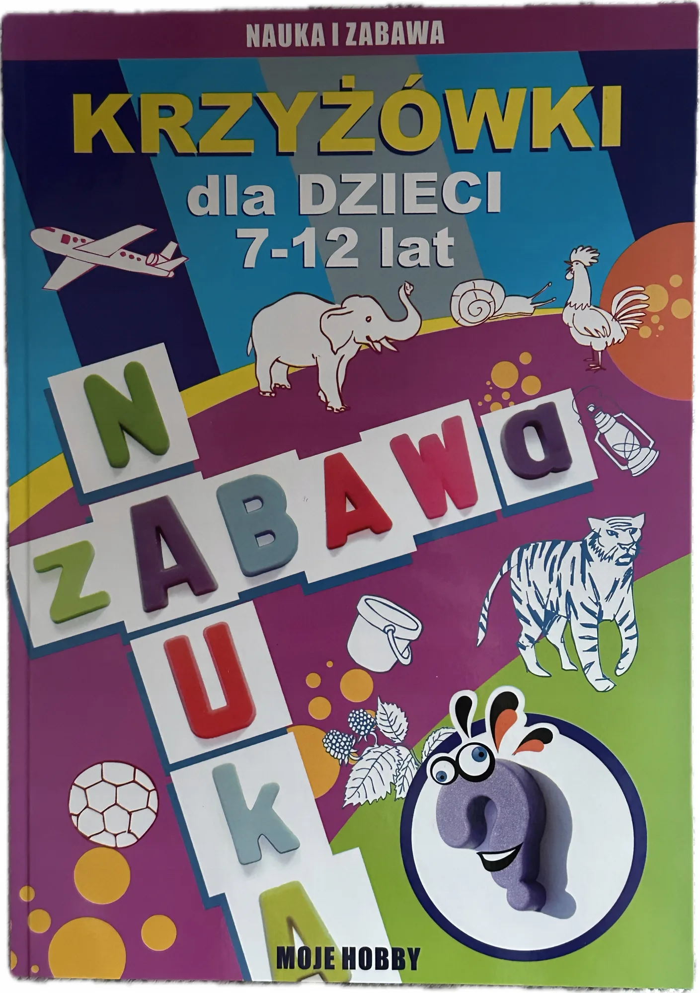 Okładka: krzyżówki wykreślanki dla dzieci 7 8 9 10 11 12 lat A4