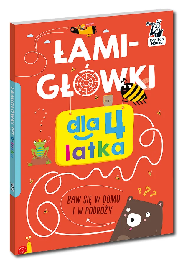 Okładka: ŁAMIGŁÓWKI dla dzieci 4 lata zadania 4+ ćwiczenia zagadki karty pracy
