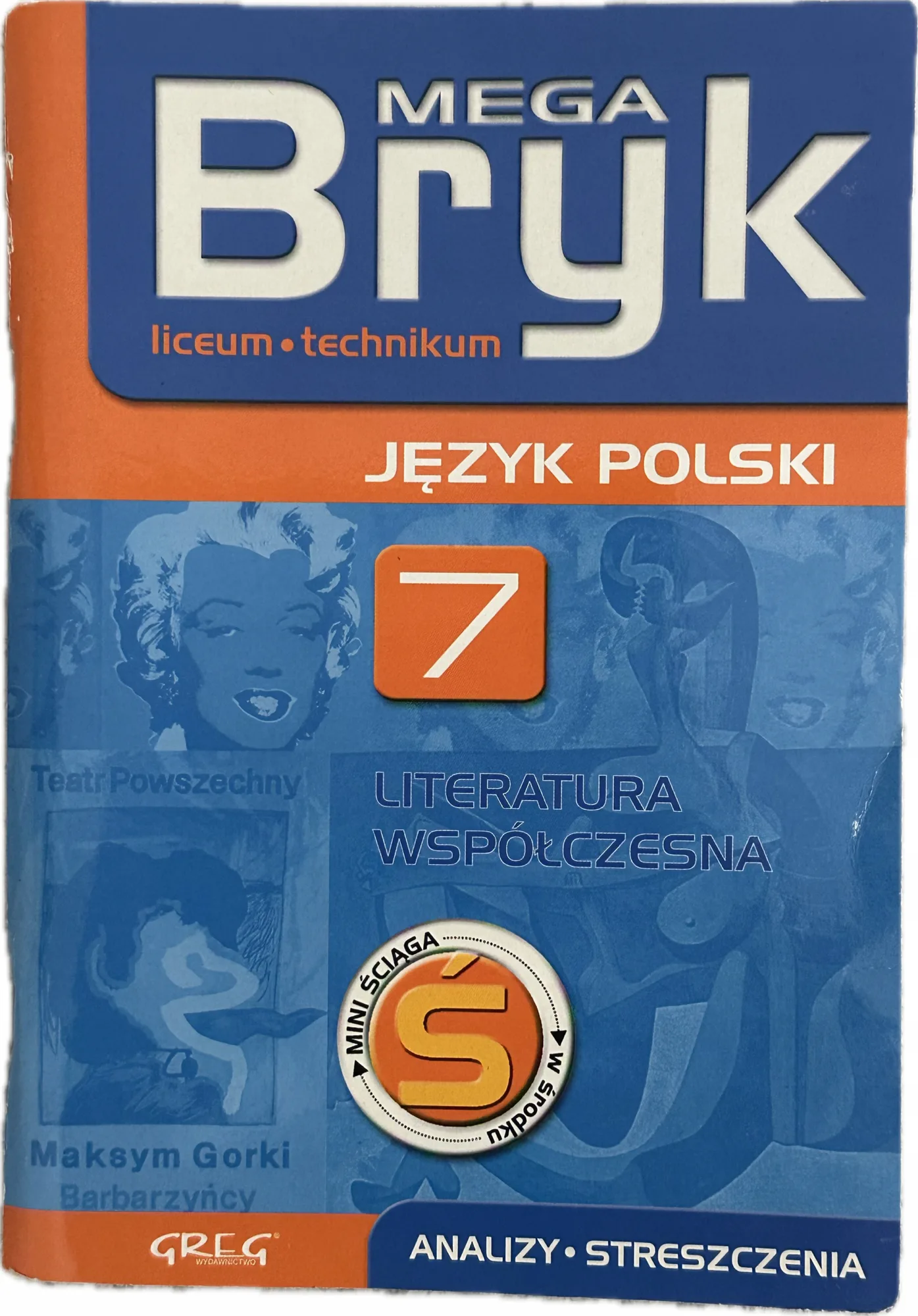 Okładka: Literatura współczesna liceum ŚCIĄGA OPRACOWANIA LEKTUR mega bryk