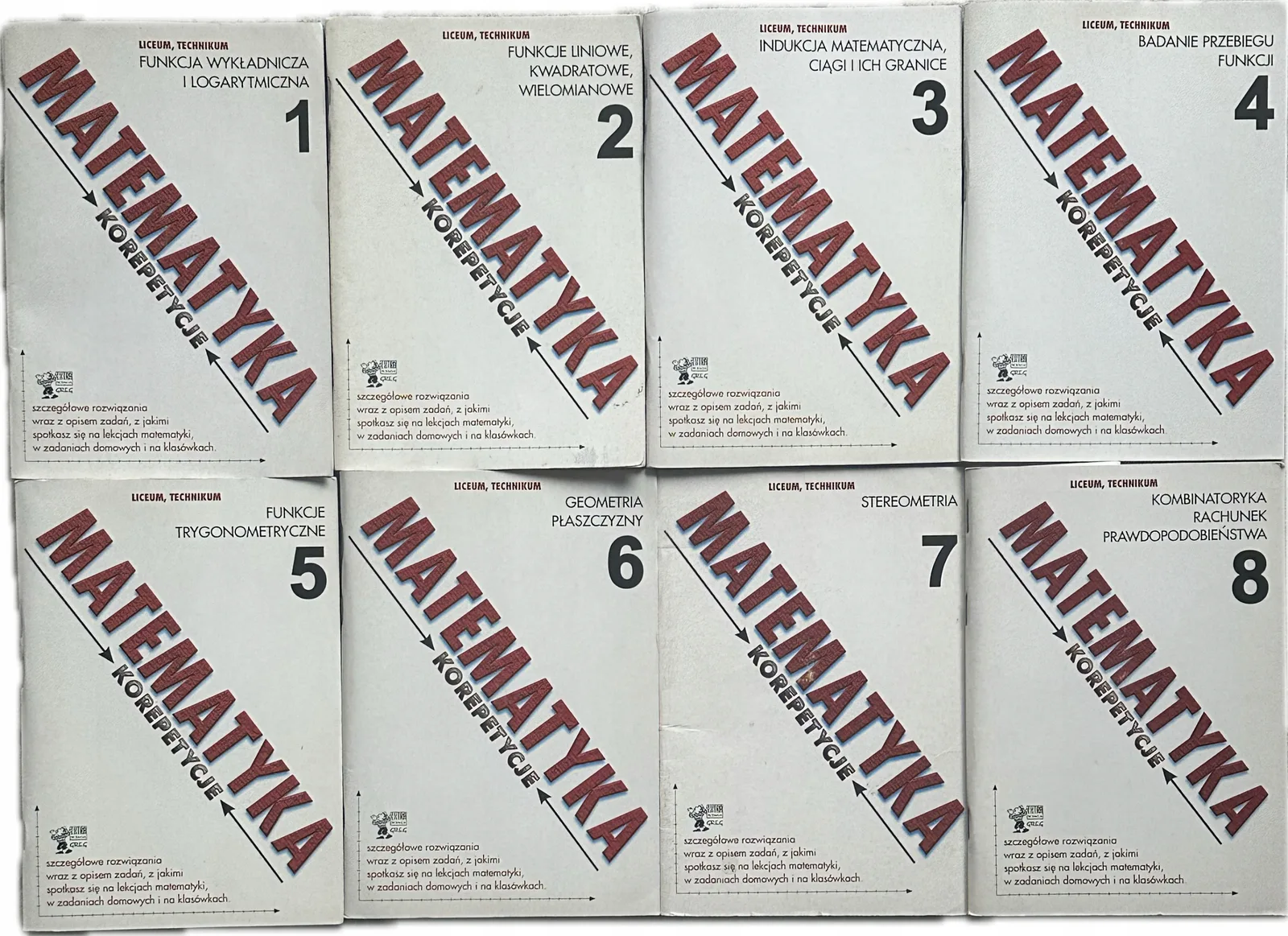 Okładka: KOREPETYCJE MATEMATYKA liceum matura komplet zestaw ściągi matematyczne 8sz