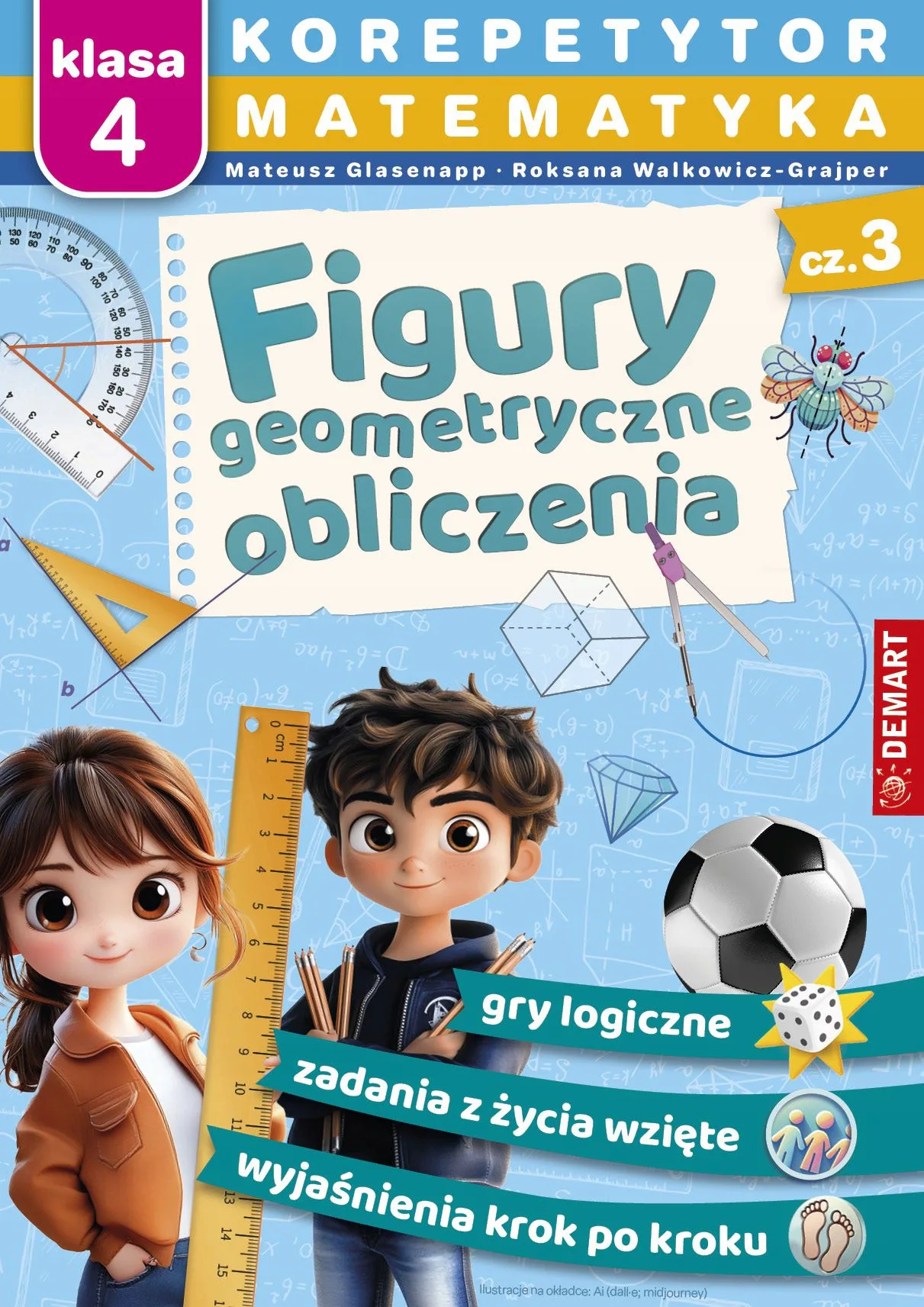 Okładka: Matematyka klasa 4 KOREPETYTOR figury zadania z rozwiązaniami krok po kroku