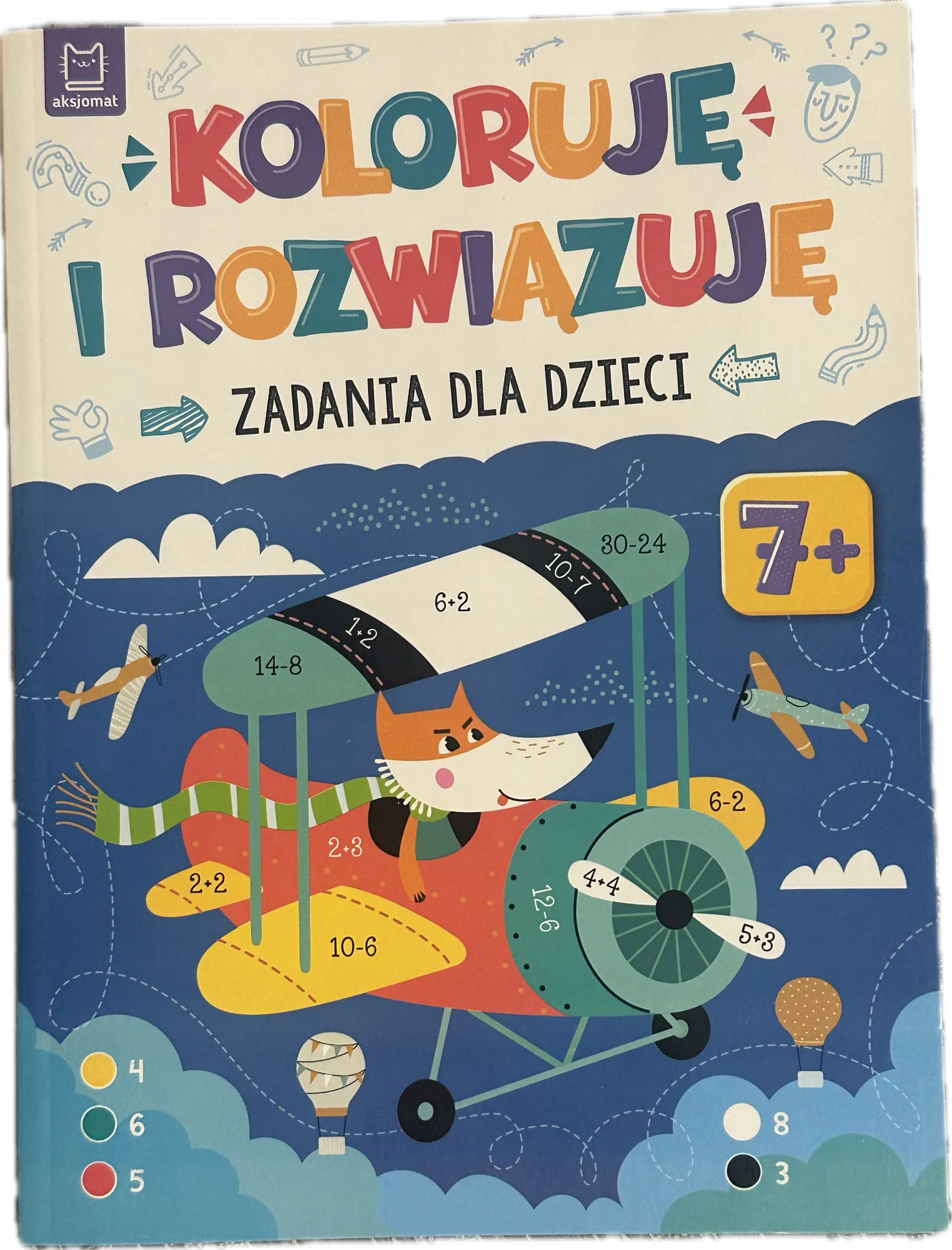 Okładka: książeczka edukacyjna łamigłówki rebusy labirynty krzyżówki karty pracy 7 8