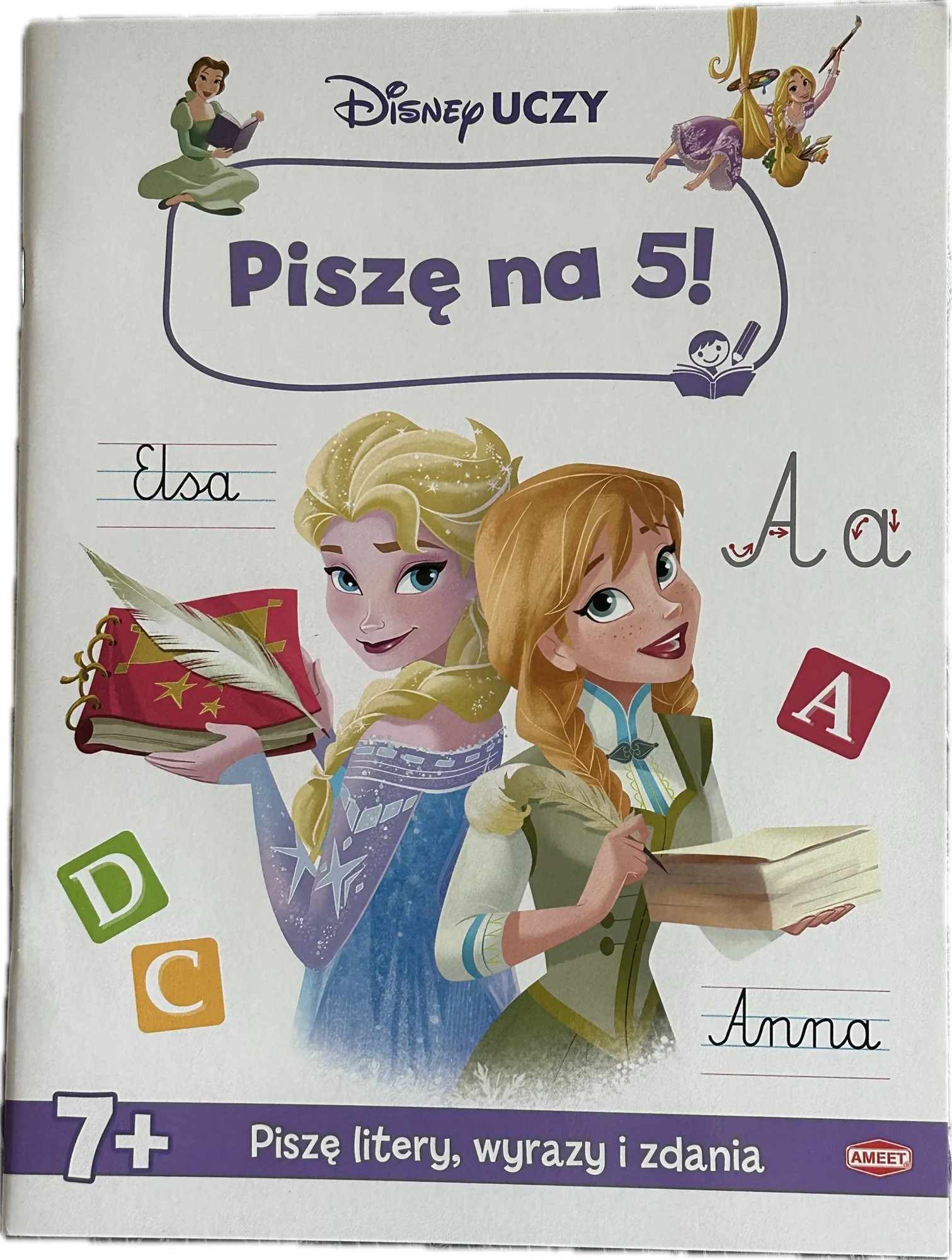 Okładka: Disney uczy kaligrafia nauka pisania Piszę na 5 litery wyrazy zdania A4