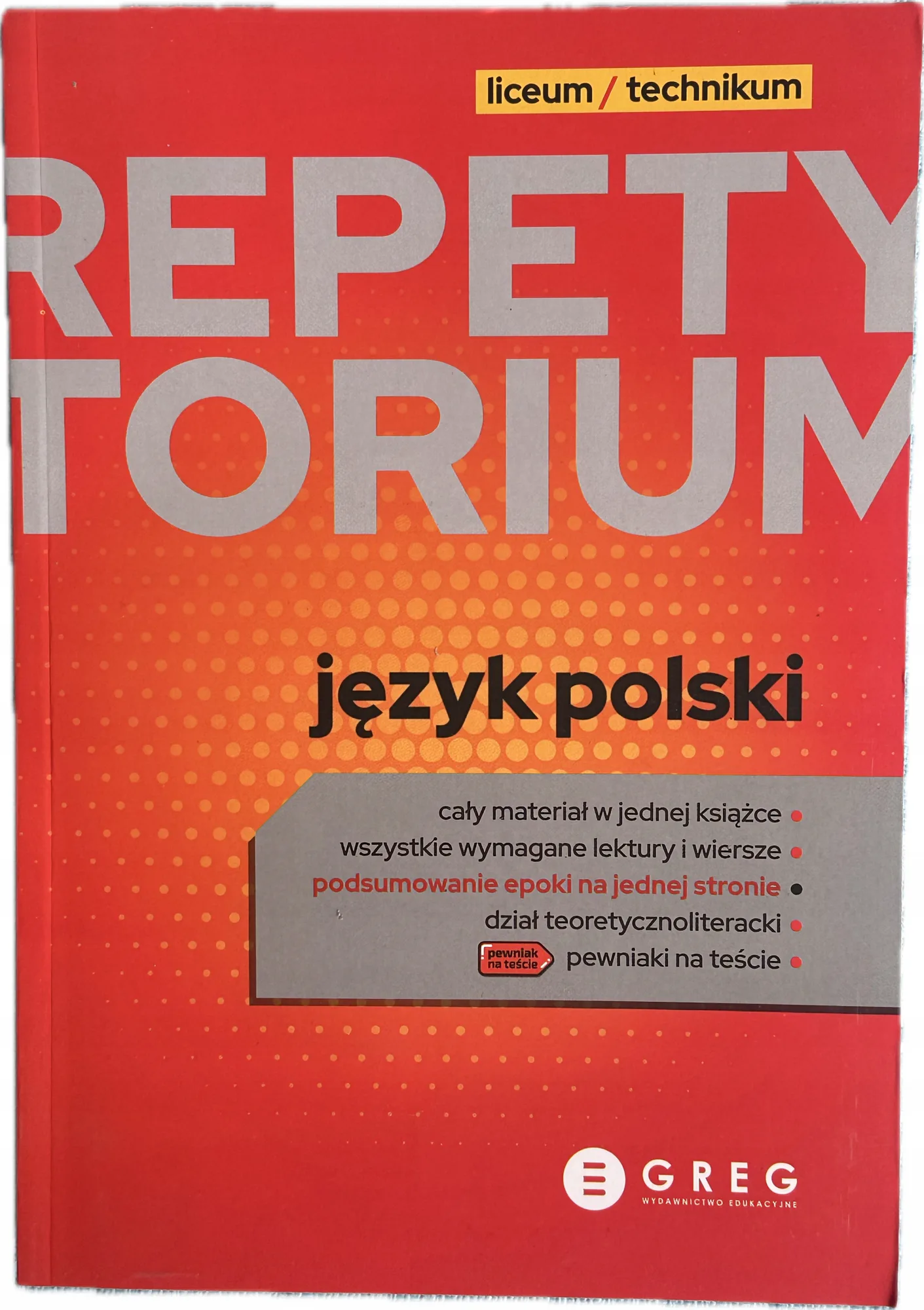 Okładka: Język polski liceum matura Repetytorium powtórzenia wiadomości