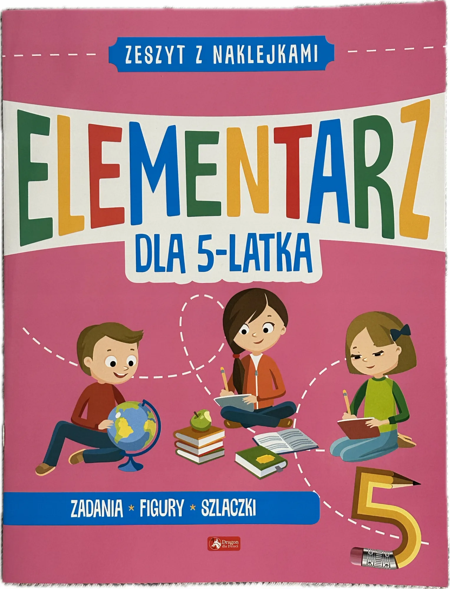 Okładka: Elementarz 5-latka 5 lat pięciolatka karty pracy zadania ćwiczenia naklejki