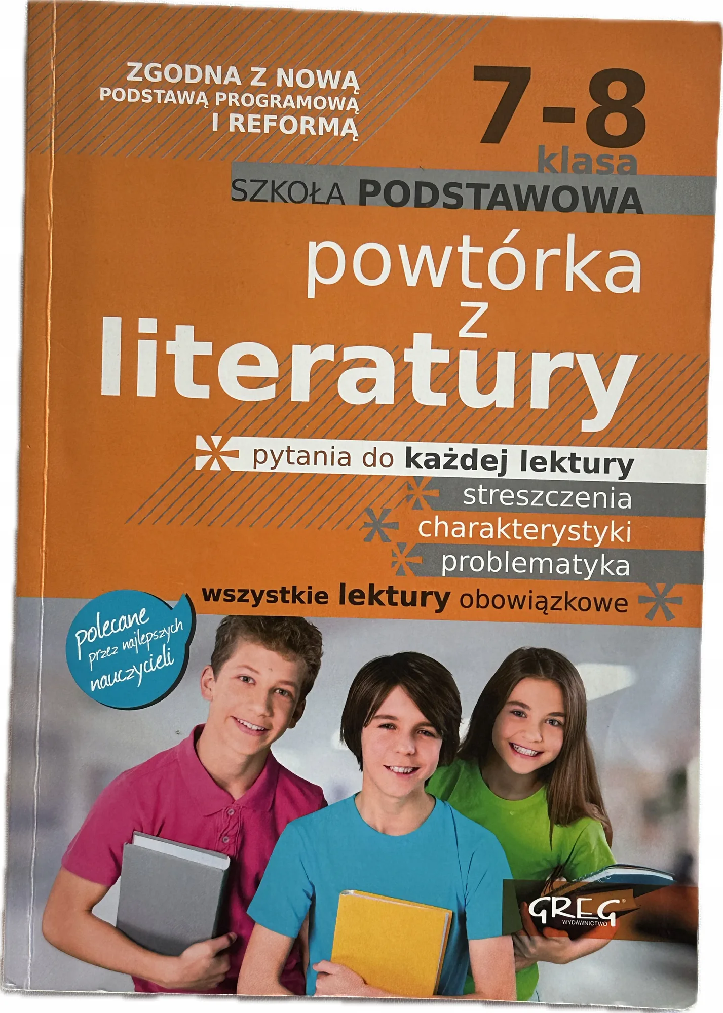 Okładka: OPRACOWANIA i omówienia LEKTUR i wierszy klasa 7 8 ściaga repetytorium