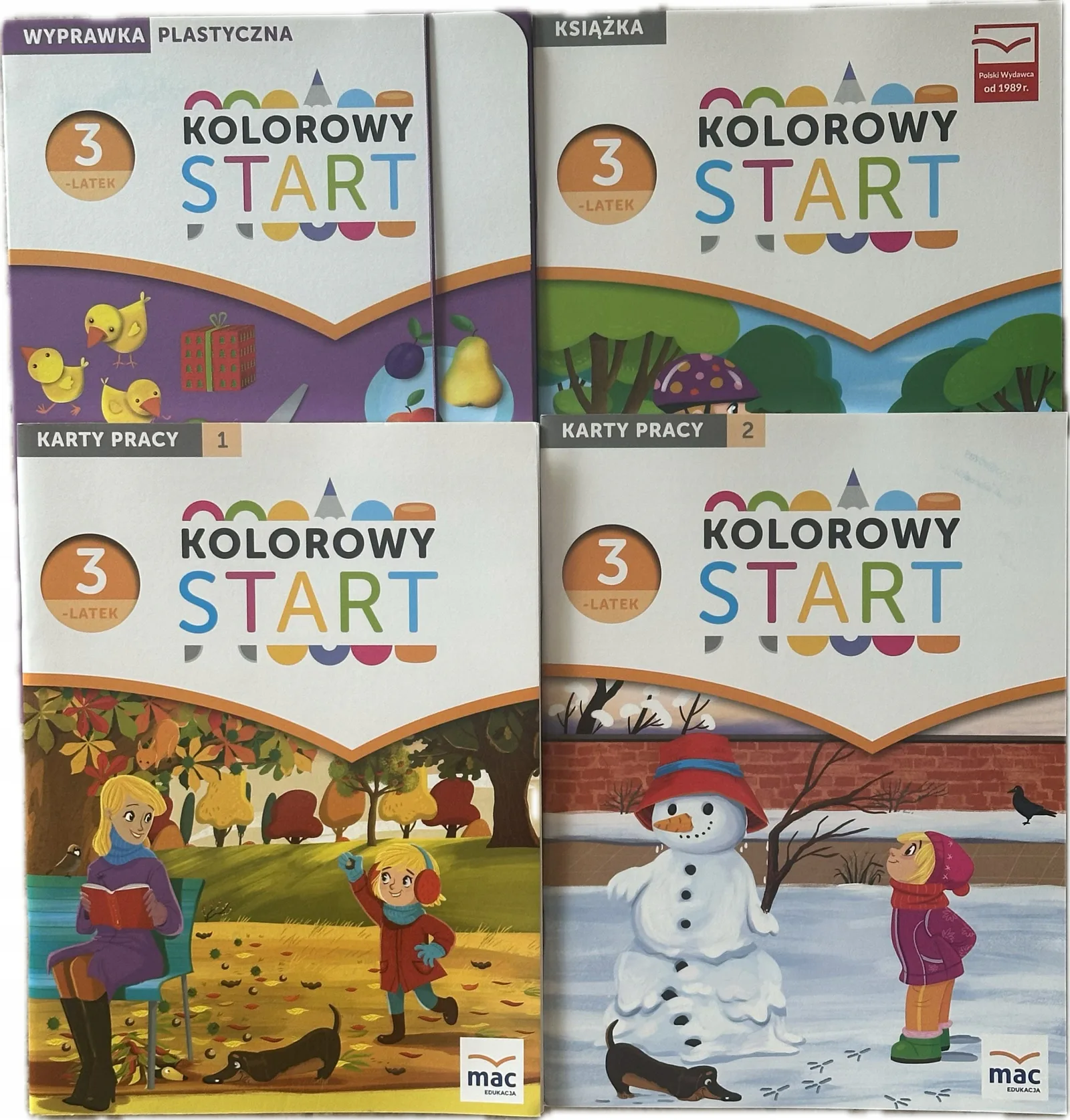 Okładka: Kolorowy start pakiet komplet box 3-latek trzylatka karty pracy wyprawka