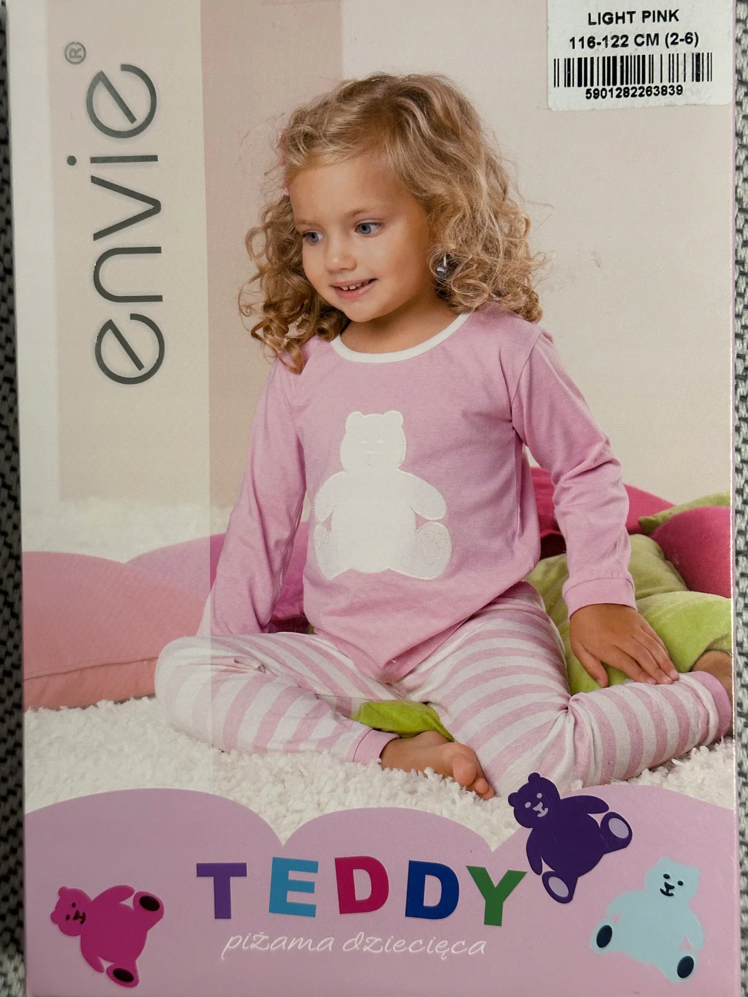 Okładka: Polskie Piżamy dziewczęce ENVIE 100 % bawełna 116 122 cm miś Teddy