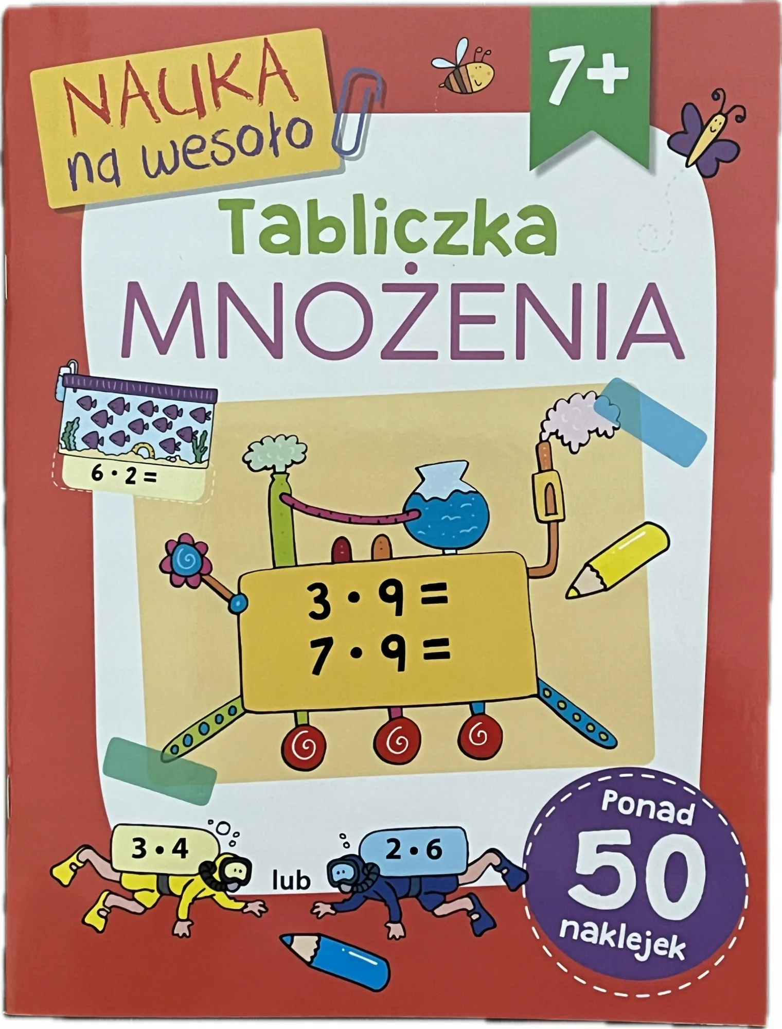 Okładka: Tabliczka mnożenia ćwiczenia zadania karty pracy z naklejkami