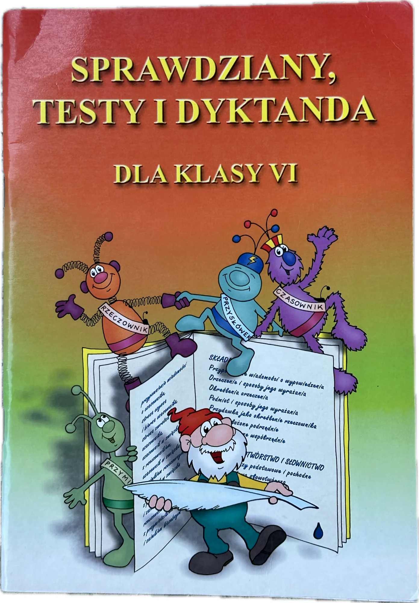Okładka: język polski testy sprawdziany klasa 6 czasownik części mowy zaimek składni
