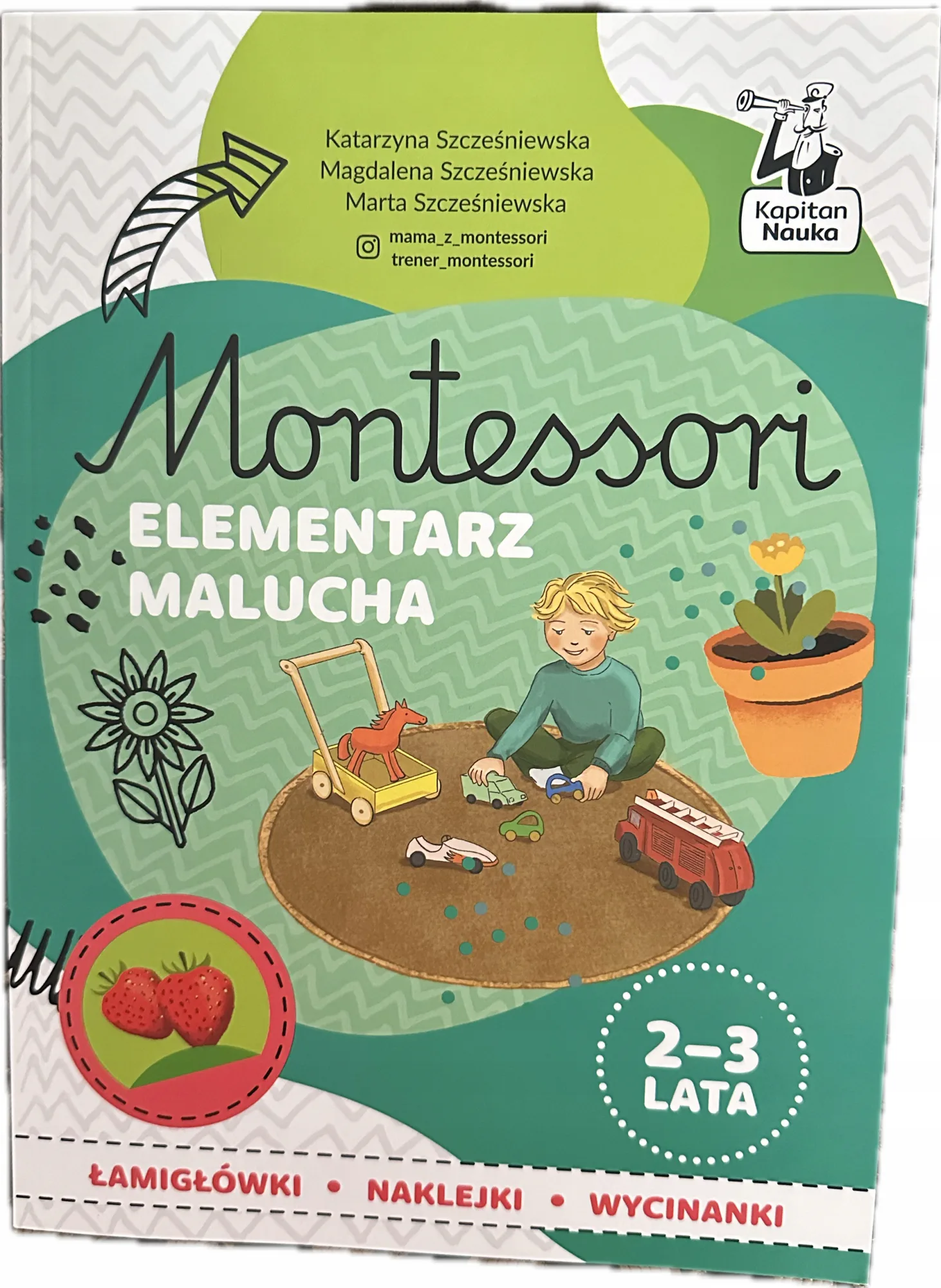 Okładka: Elementarz malucha 2 3 latka EDUKACYJNA MONTESSORI naklejki wycinanki