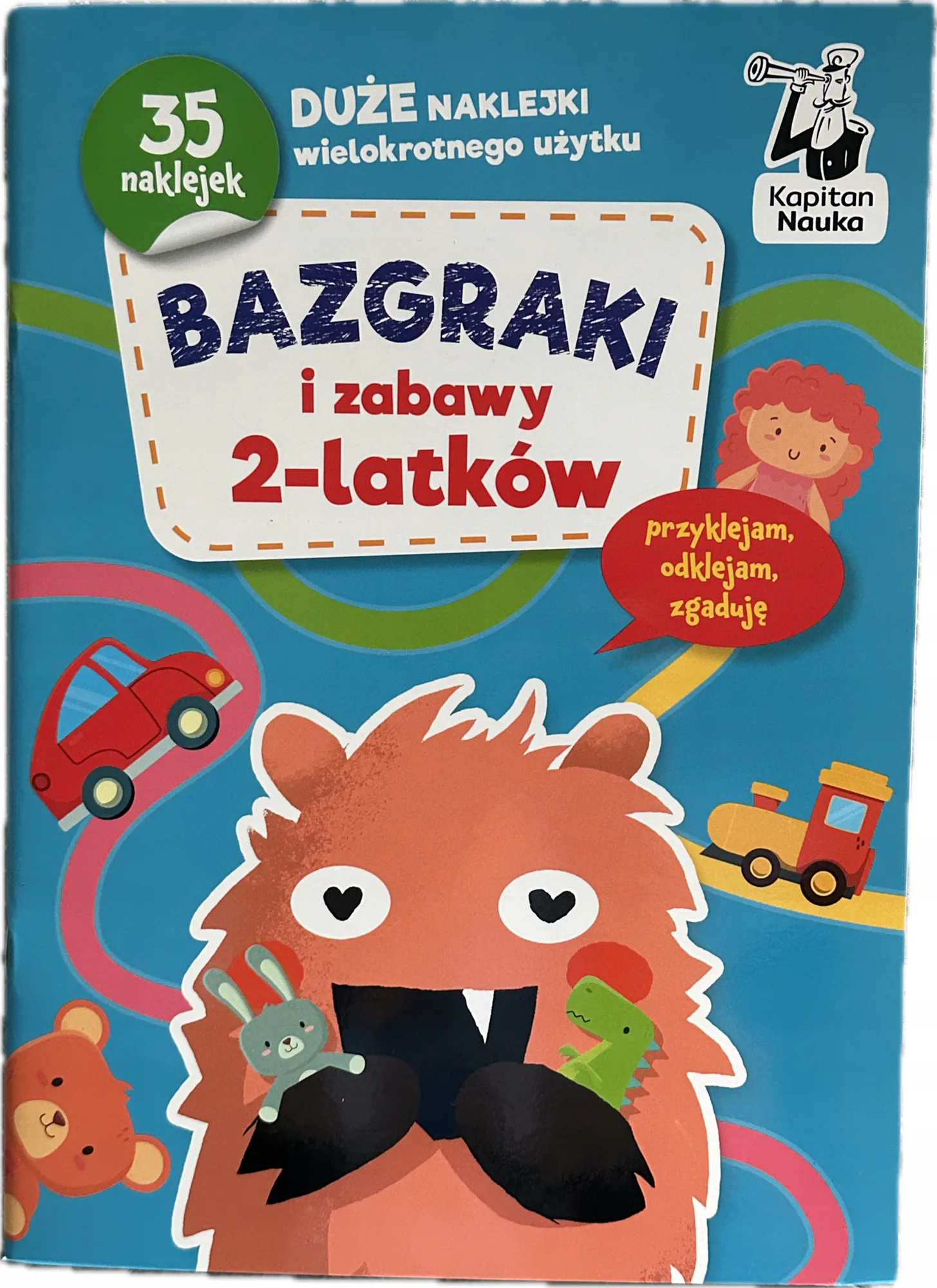 Okładka: BAZGRAKI przyklejam odklejam zgaduję DUŻE naklejki zabawy 2 3 latka
