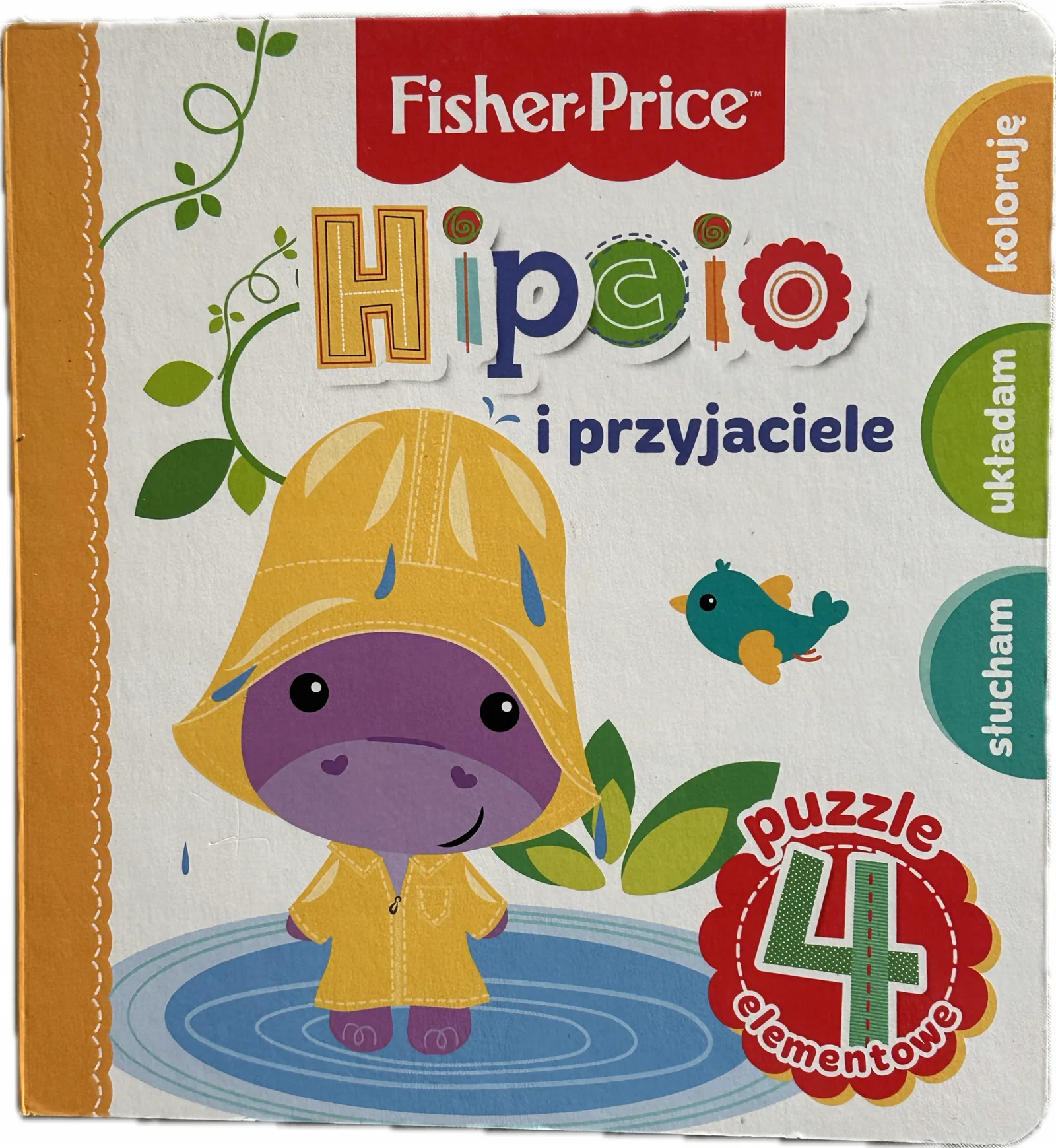 Okładka: Fisher-price Hipcio układanka puzzle grube tekturowe strony 2 3 lata