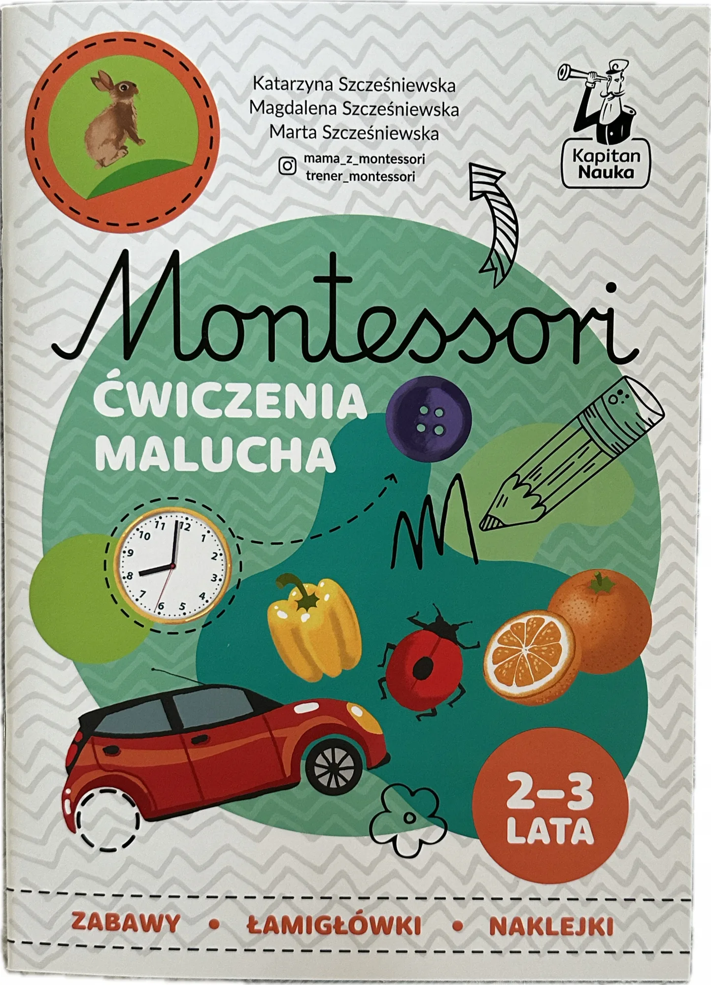 Okładka: Ćwiczenia malucha 2 3 latka EDUKACYJNA MONTESSORI naklejki zabawy