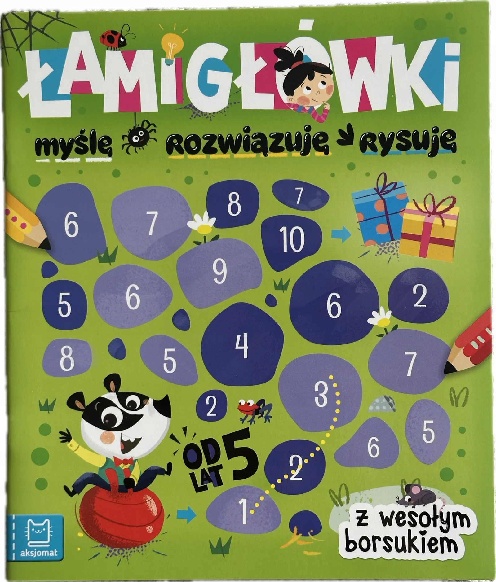 Okładka: 5+ łamigłówki dla przedszkolaków labirynty zadania logiczne krzyżówki 5 6