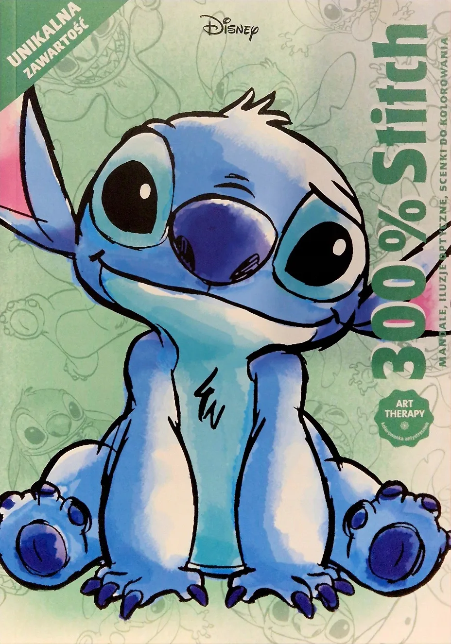 Okładka: 300% Stitch KOLOROWANKA Disney Art therapy mandale iluzje optyczne scenki