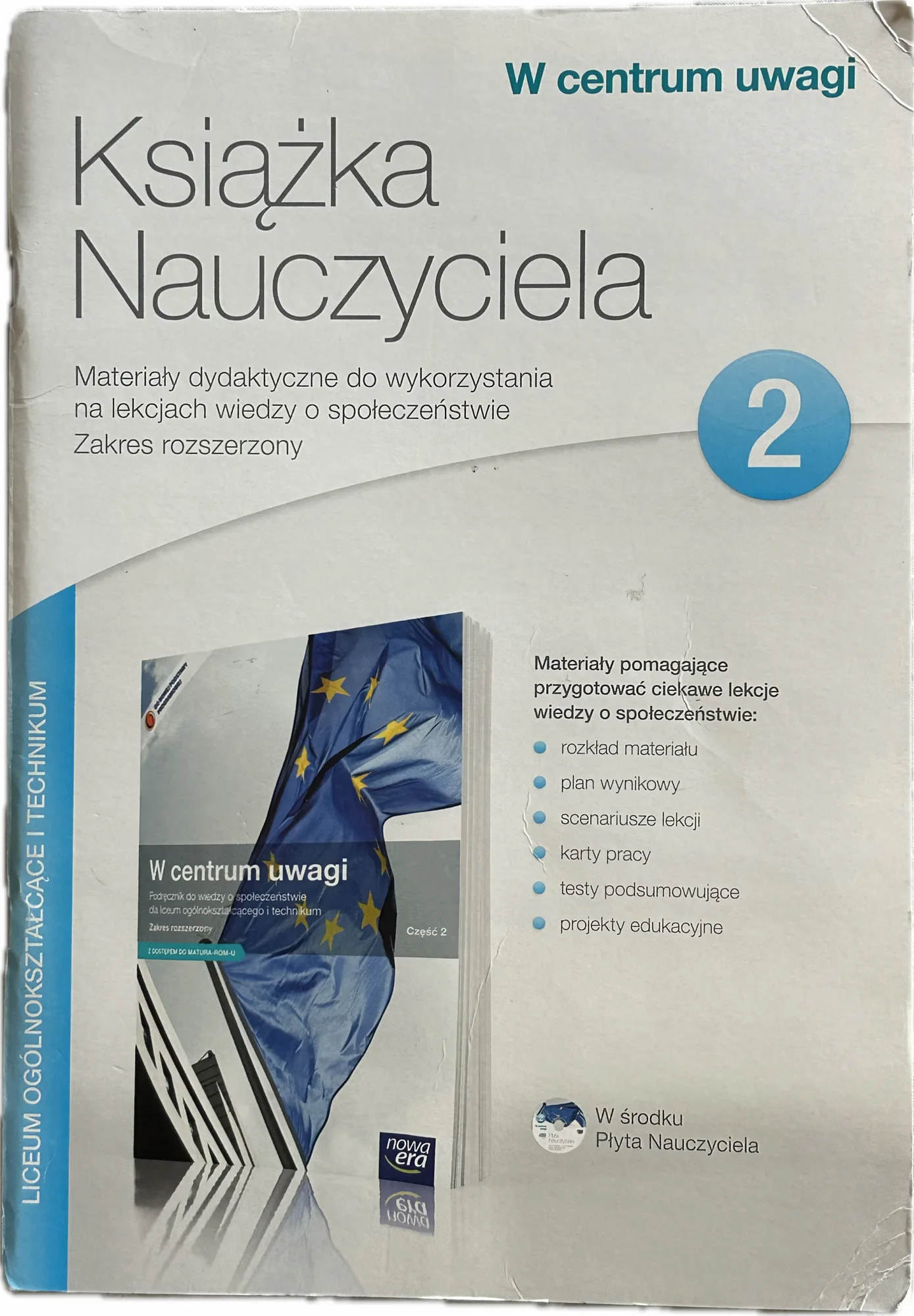 Okładka: W CENTRUM UWAGI 2 ksiązka nauczyciela TESTY ZR SPRAWDZIANY WOS