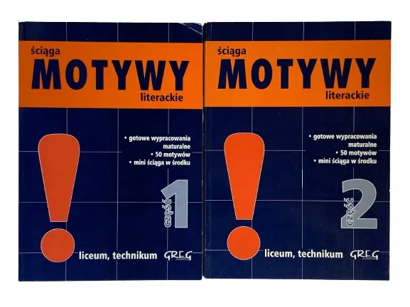 Okładka: MOTYWY LITERACKIE liceum MATURA wypracowania 2 szt